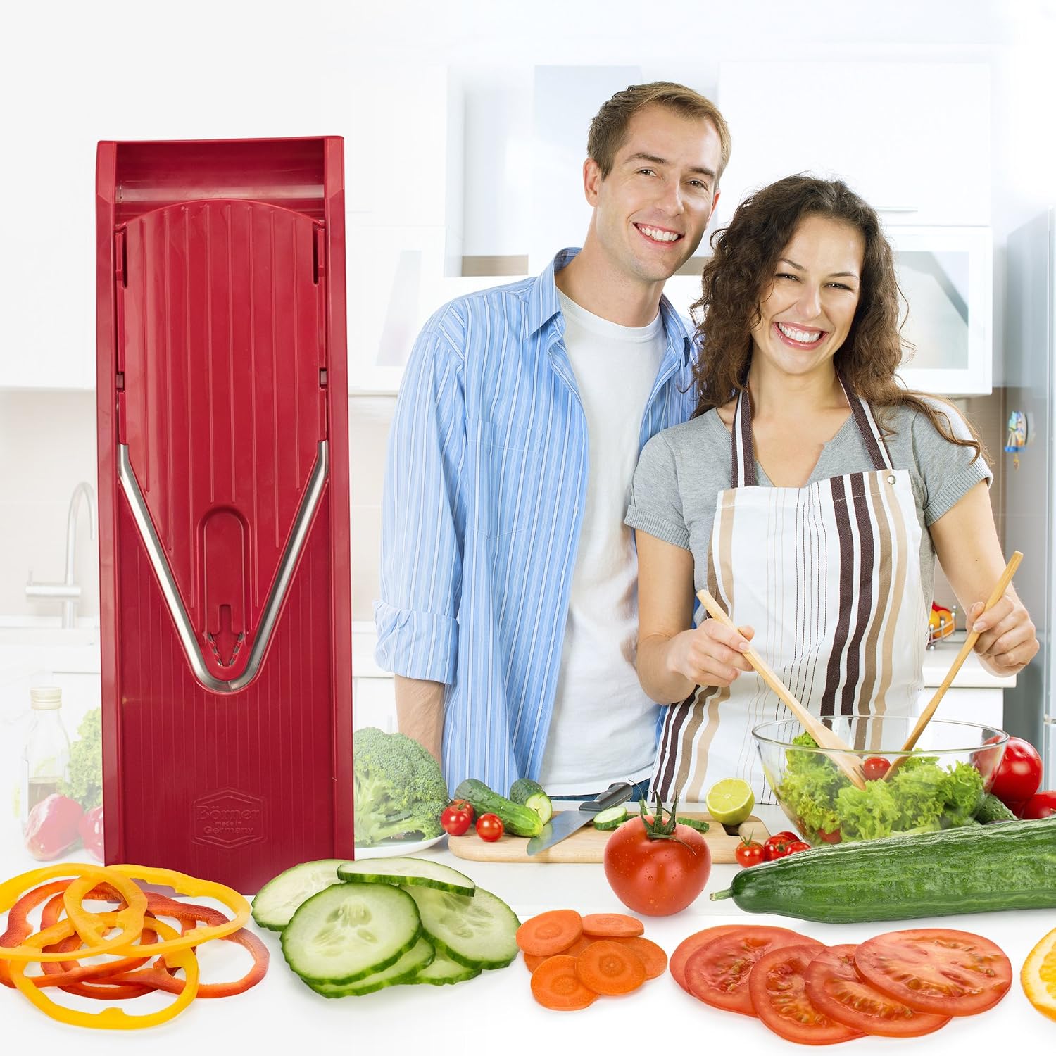 BORNER V Mandoline Slicer Kitchen V1 ClassicLine Starter Set | Vegetable Grater Börner - Quality Made in Germany, Color:Orange