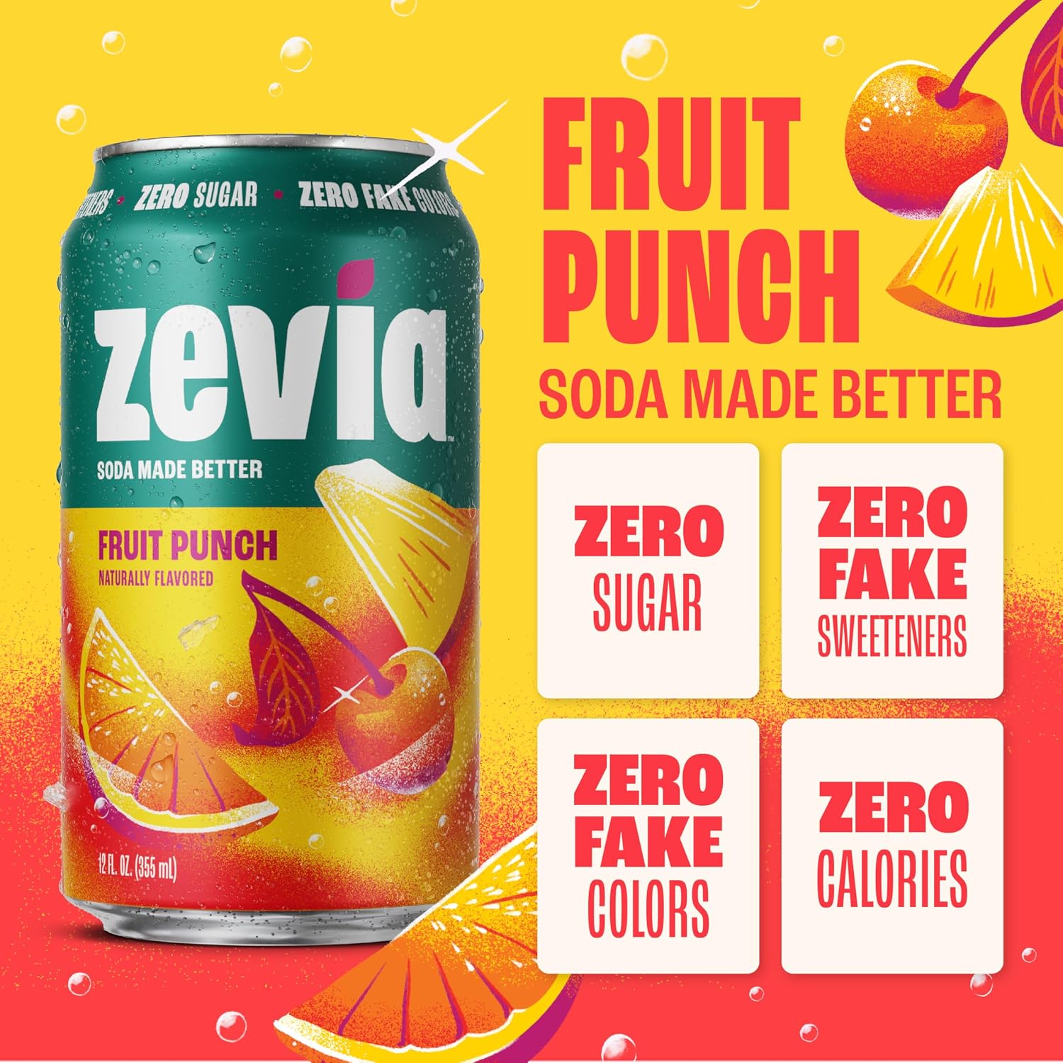 Zevia Zero Sugar Soda, Orange Creamsicle, 12 oz Cans (24-Pack) – Caffeine Free, Naturally Sweetened, No Calorie Soda - Non-GMO Project Verified, Gluten-Free, Vegan