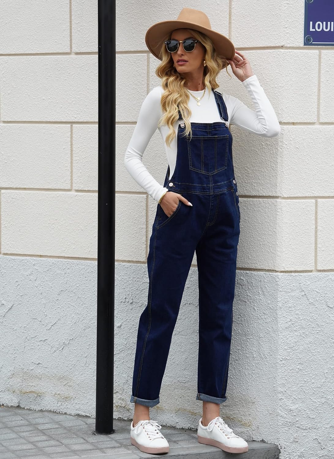 luvamia Women's Casual Stretch Adjustable Denim Bib Overalls Jeans Pants Jumpsuits
