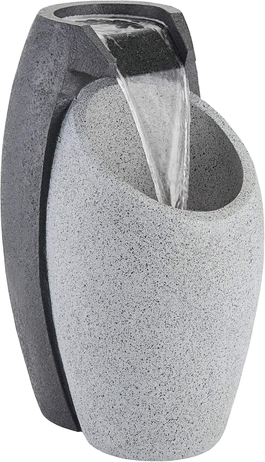 Waterfall 25" High Modern Outdoor Indoor Large Fountain with LED Light | Decor Faux Stone Floor Pot Standing Water Feature for Outside Garden Patio