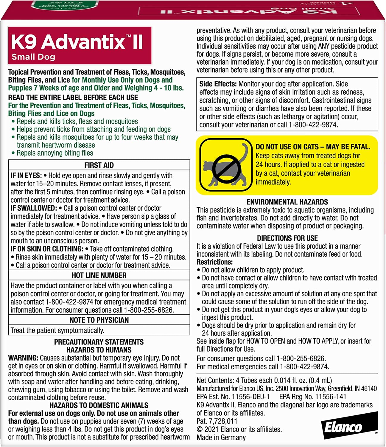 K9 Advantix II Small Dog Vet-Recommended Flea, Tick & Mosquito Treatment & Prevention | Dogs 4-10 lbs. | 6-Mo Supply