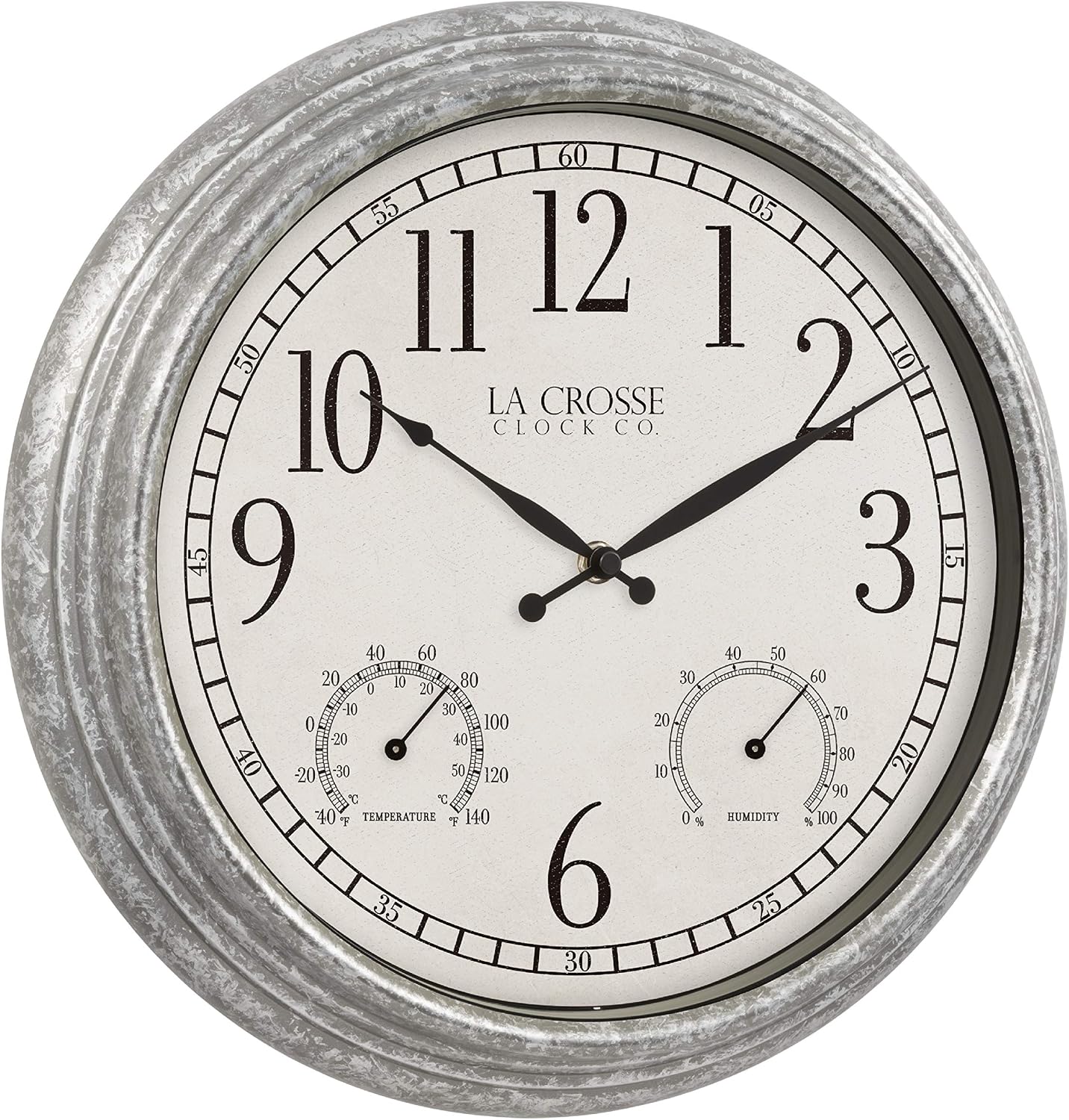 La Crosse Clock 433-3236 14-inch Silas Indoor/Outdoor Galvanized Analog Quartz Wall Clock