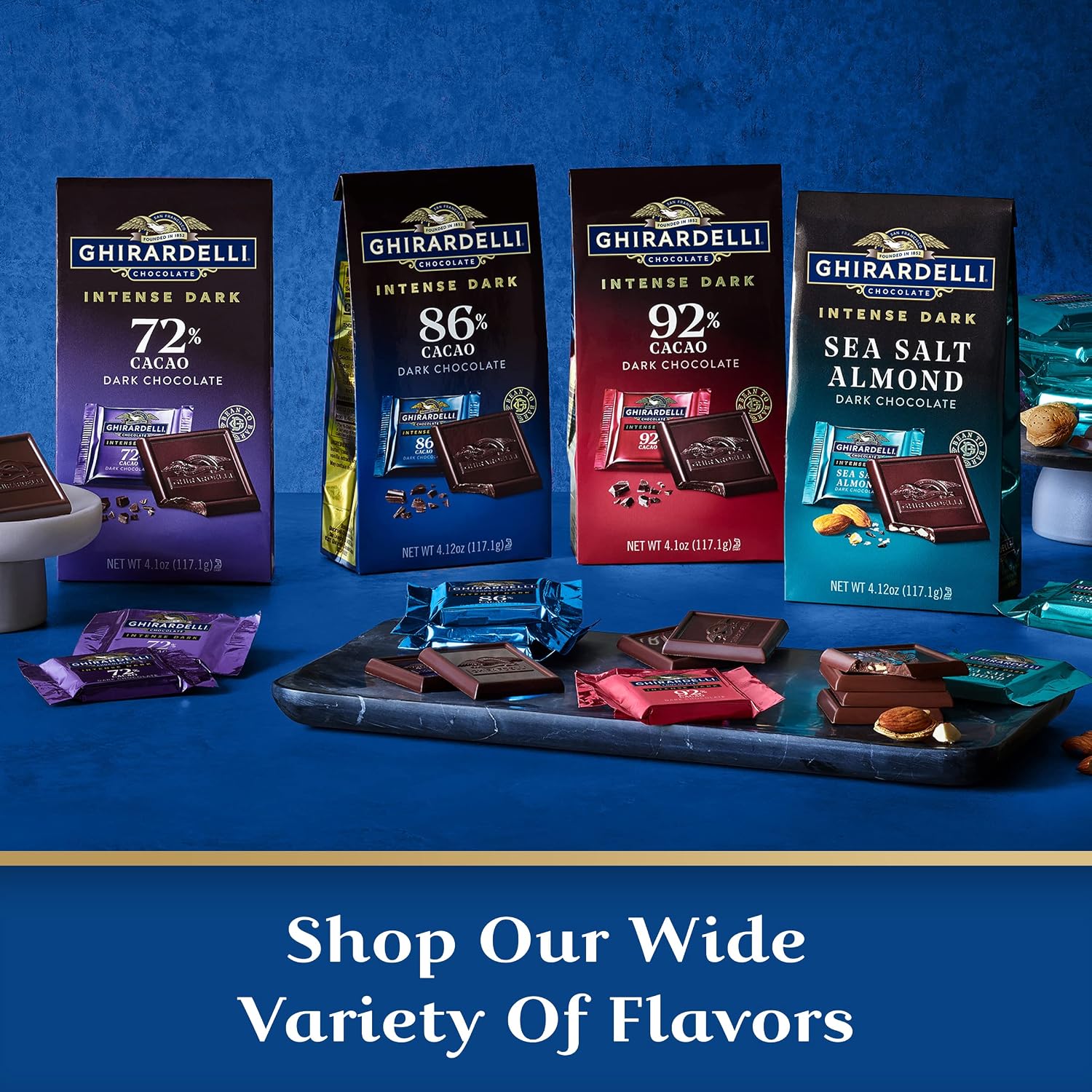 GHIRARDELLI PREMIUM DARK Chocolate Bar, 86% Cacao, 3.17oz Bar, 12 Pack