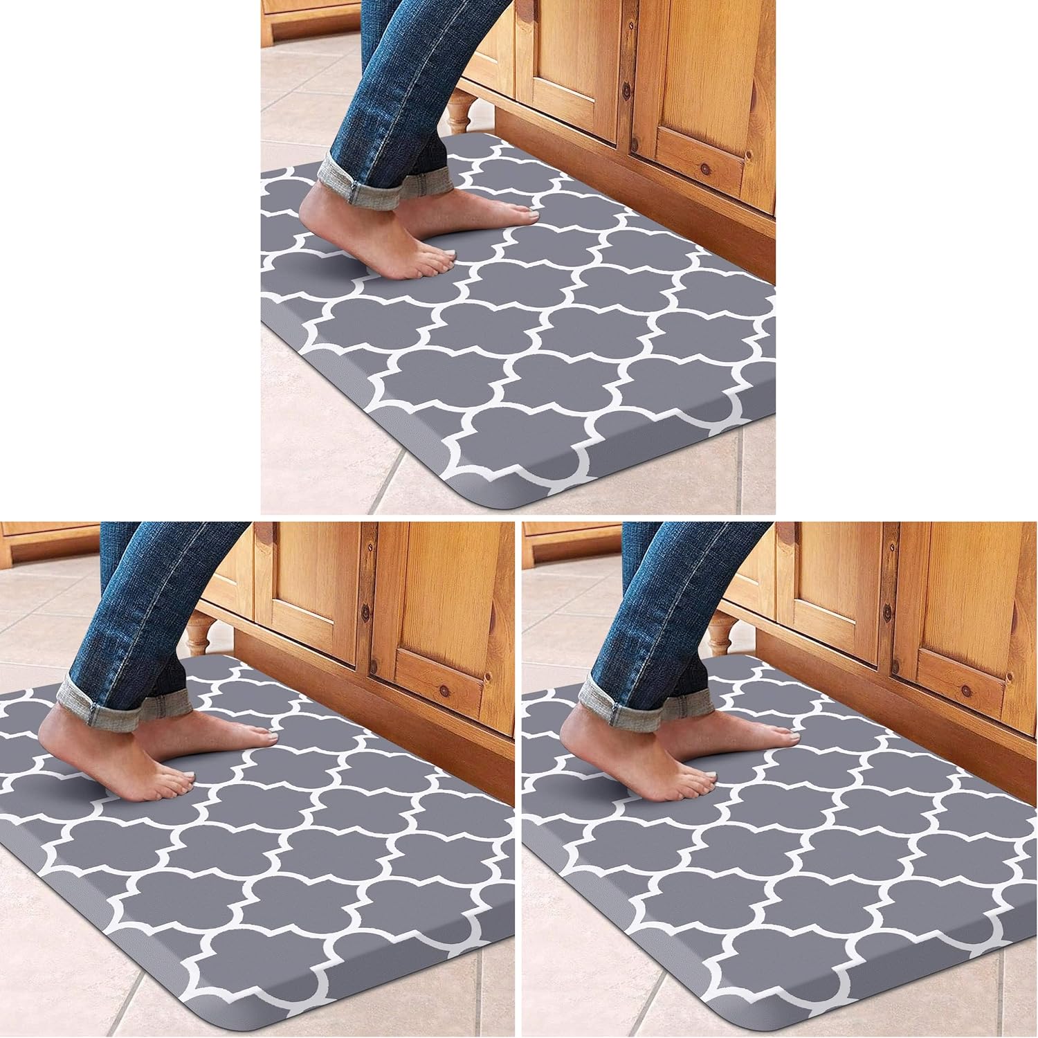 WISELIFE Kitchen Mats and Rugs Cushioned Anti-Fatigue, 17.3"x 60", Grey
