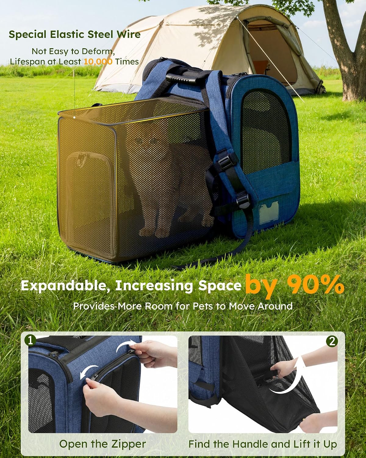 pecute Cat Backpack Expandable, Cat Carrier Backpack with Breathable Window