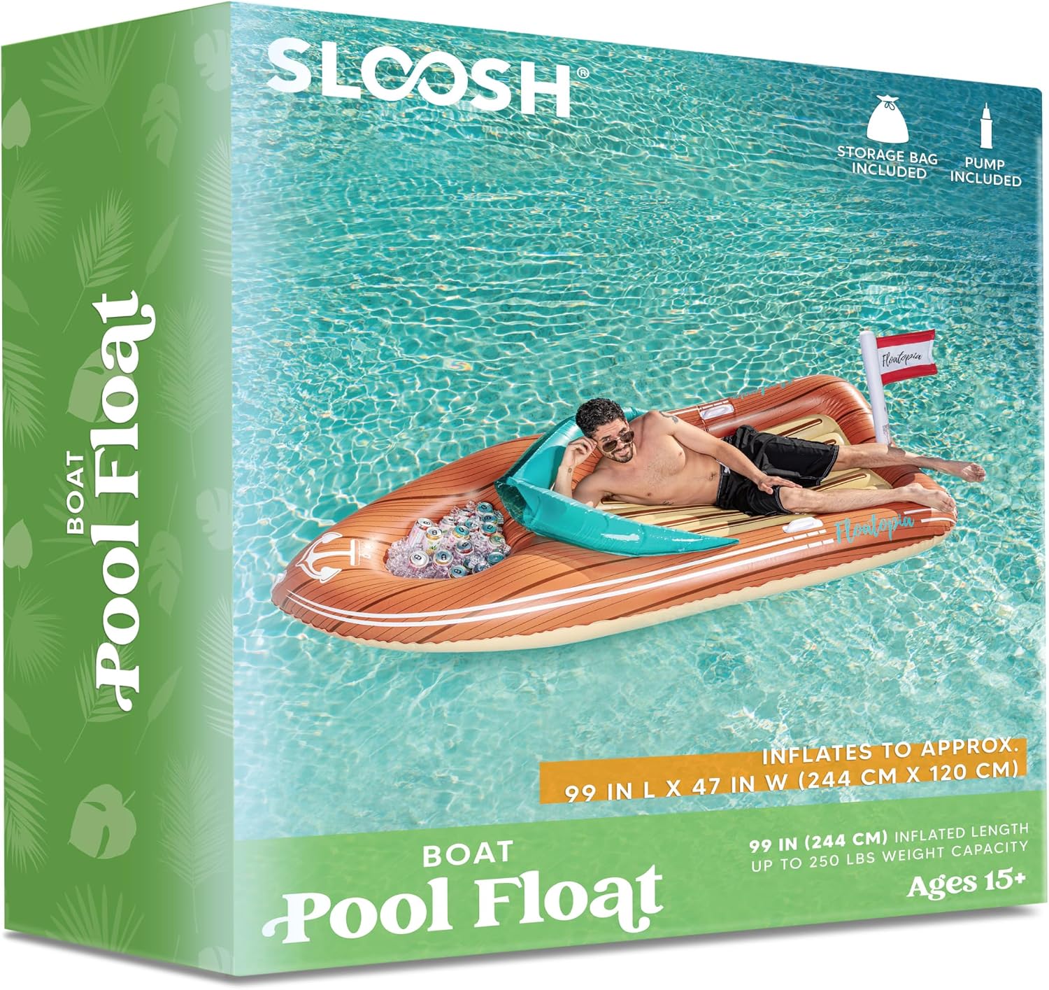 JOYIN Giant Boat Float with Cooler - Inflatable Boat Funny Pool Floats Raft with Reinforced Cooler