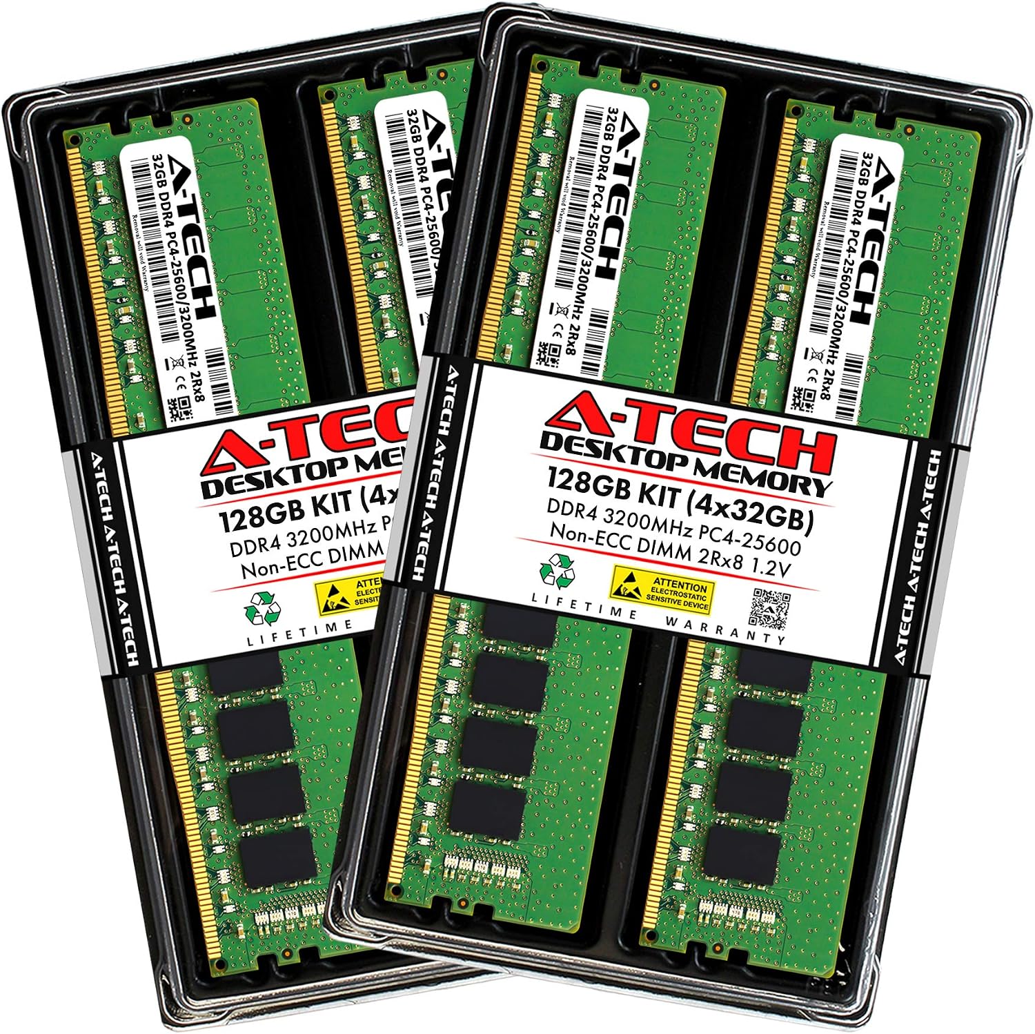 A-Tech 16GB DDR4 3200 MHz UDIMM PC4-25600 (PC4-3200AA) CL22 DIMM Non-ECC Desktop RAM Memory Module