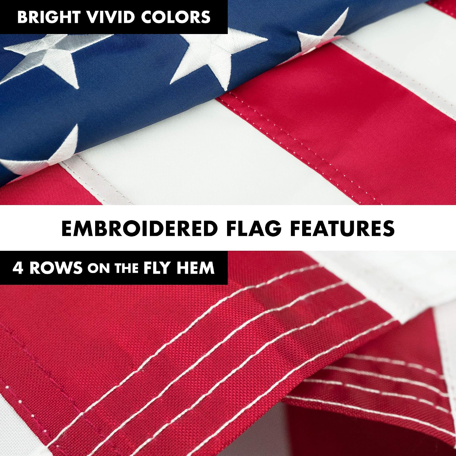 G128 American USA Flag | 5x8 Ft | ToughWeave Series Embroidered 300D Polyester | Country Flag, Embroidered Stars, Sewn Stripes, Indoor/Outdoor, Brass Grommets