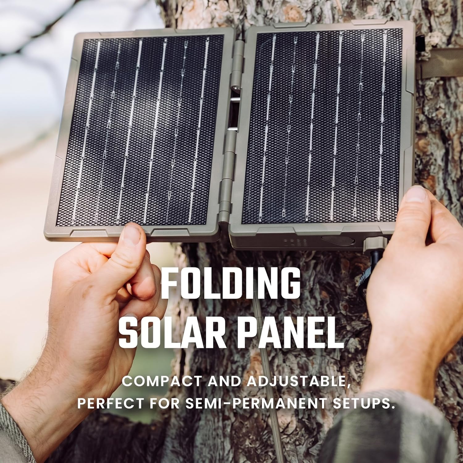 Tactacam Reveal Folding Solar Panel, 7.2W, Built-in Battery | 12V/2A output, stores energy for overnight and cloudy-day use, folds flat for transport