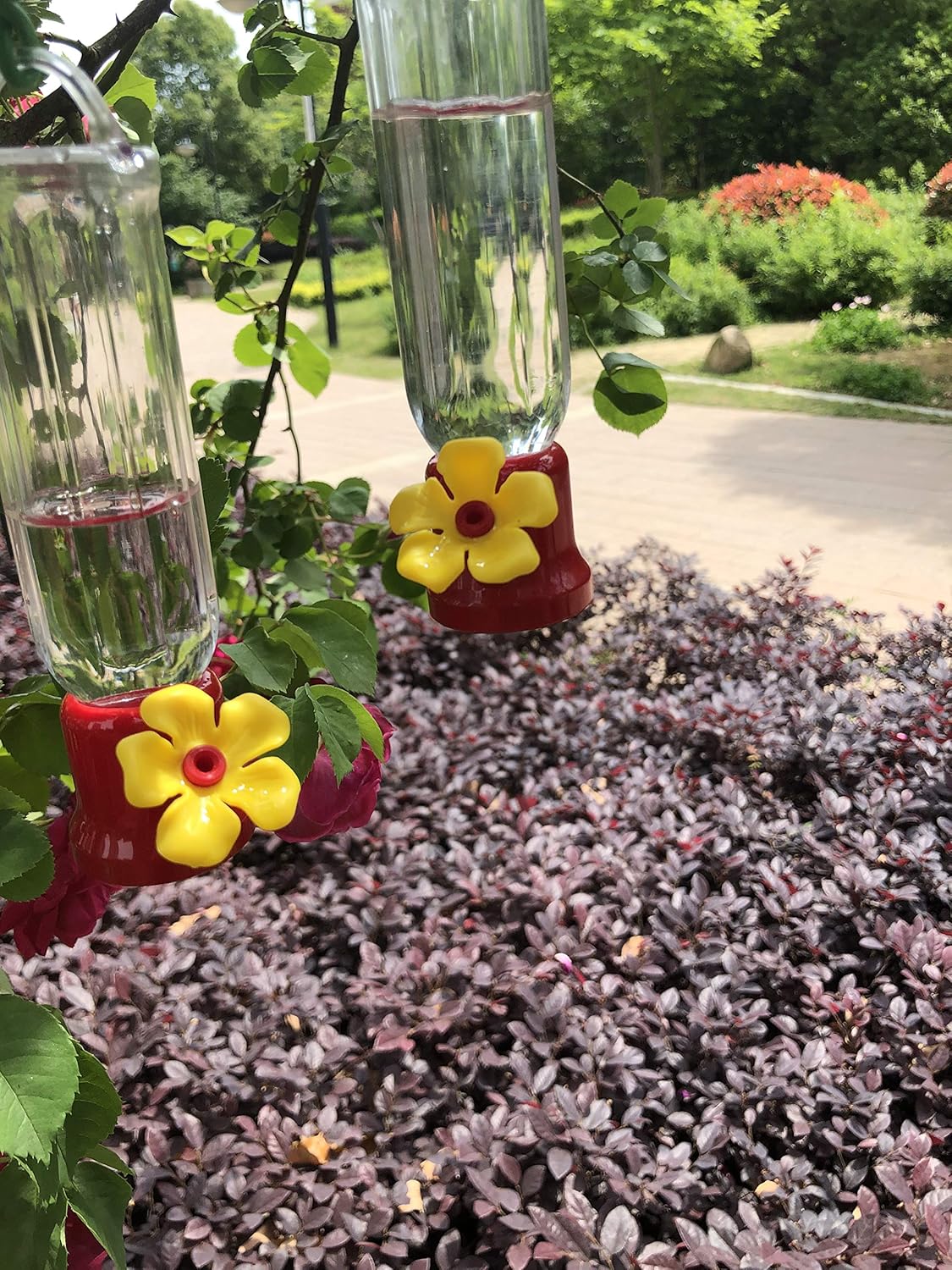 Mini Hummingbird Feeder 4 Pack 2.3oz Small Nectar Plastic Red Cute Hummingbird Feeders with Hanging Wires for Outdoor