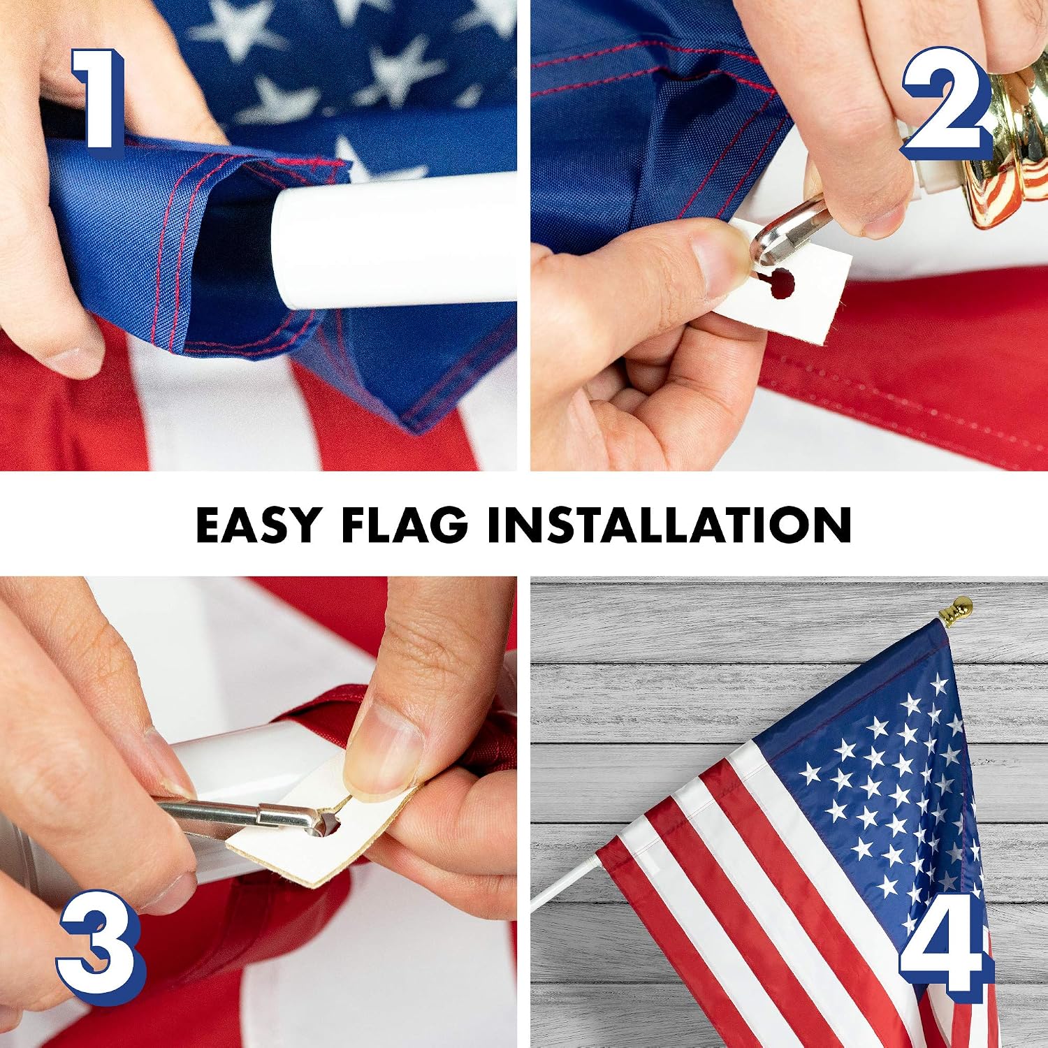 G128 American USA Flag | 5x8 Ft | ToughWeave Series Embroidered 300D Polyester | Country Flag, Embroidered Stars, Sewn Stripes, Indoor/Outdoor, Brass Grommets