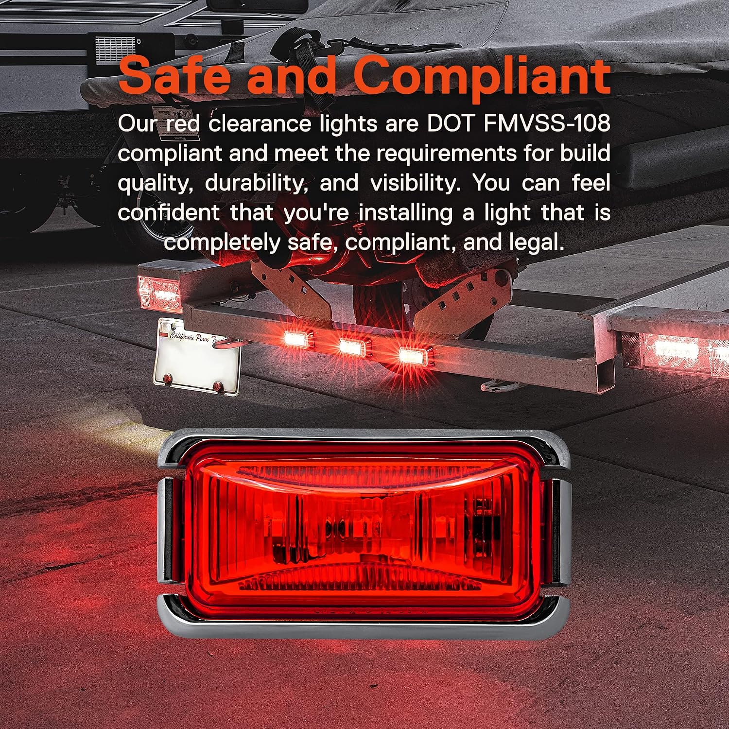 TRUE MODS 2pc 2.5" Amber Rectangle LED Trailer Marker Lights for Truck RV