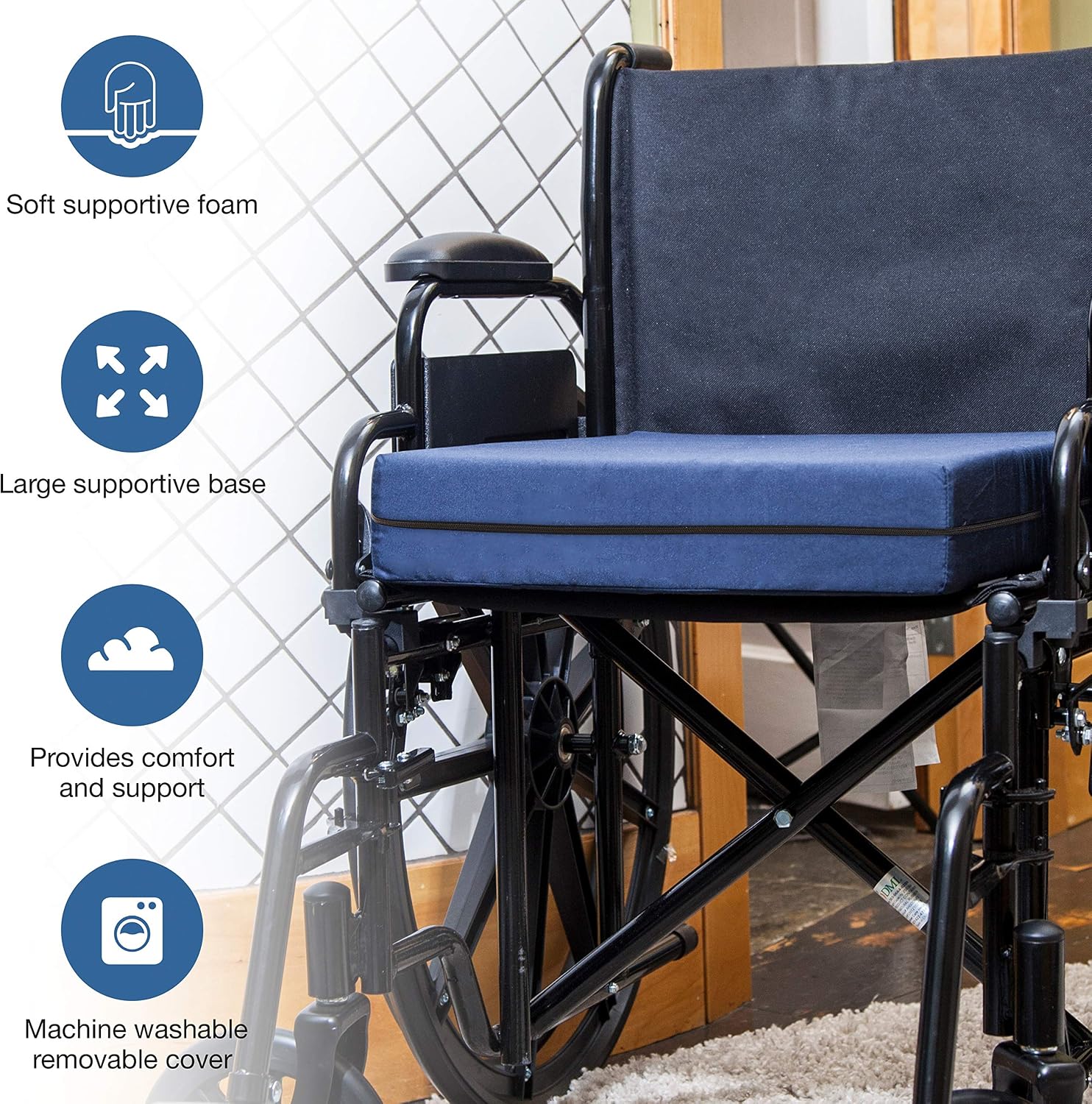 DMI Seat and Chair Cushion for Office Chairs, Wheelchairs, Scooters, Kitchen Chairs or Car Seats, FSA HSA Eligible, for Support and Height while Reducing Stress on Back, Tailbone or Sciatica