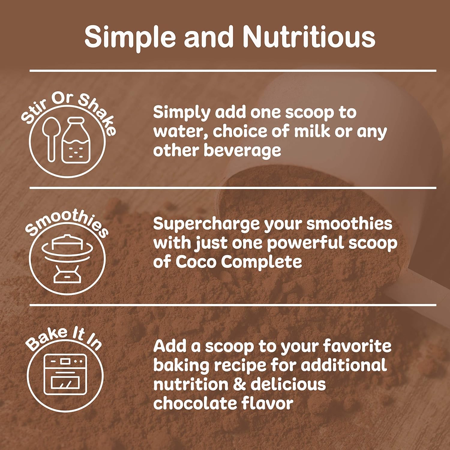 Coco Complete Immune System Boost - Superfood Chocolate Powder, 30 Servings | Energy Support, Sugar Free, Real Cocoa Powder, Green Tea Extract