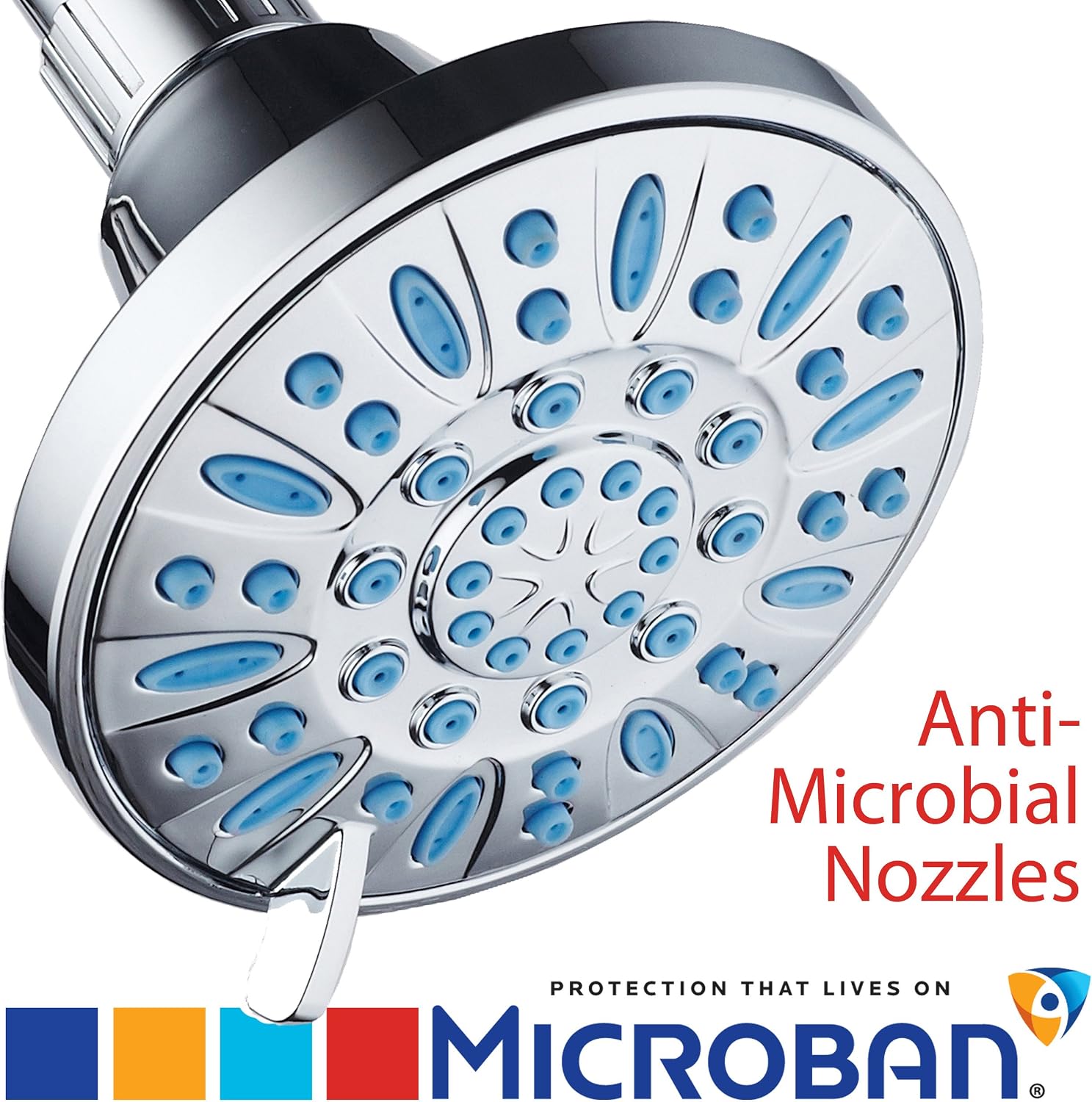 AquaDance Antimicrobial/Anti-Clog High-Pressure 6-setting Shower Head, Microban Nozzle Protection from Growth of Mold