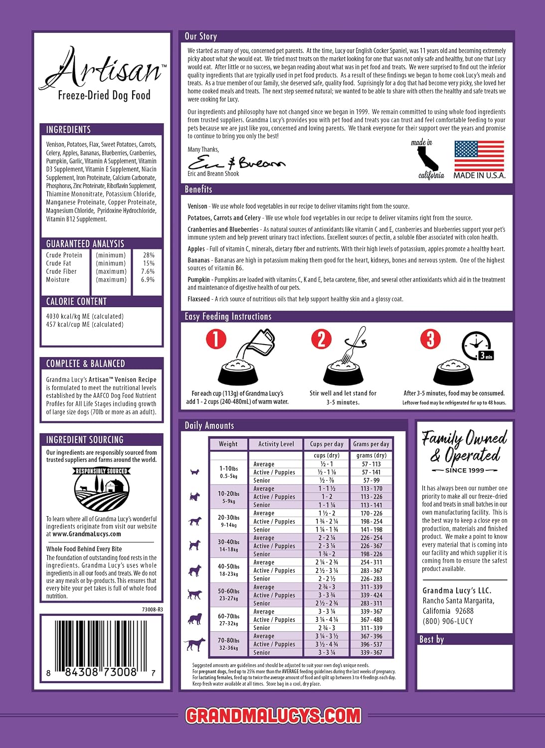 Grandma Lucy's Artisan Dog Food, Grain Free and Freeze-Dried - Artisan Chicken, 10Lb Bag
