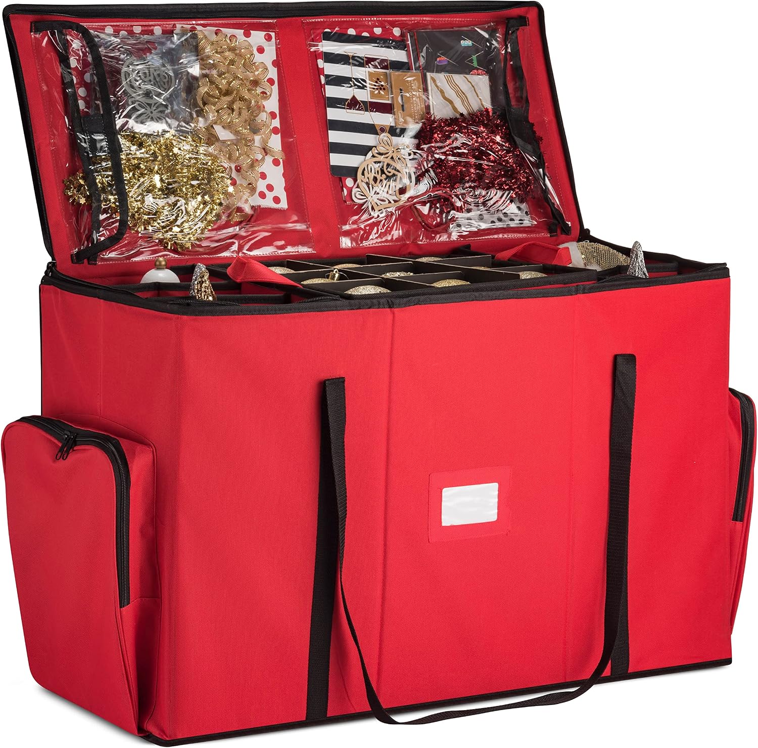 ZOBER All in One Christmas Ornament Storage Box & Decoration Container - Easy Access Removable Trays