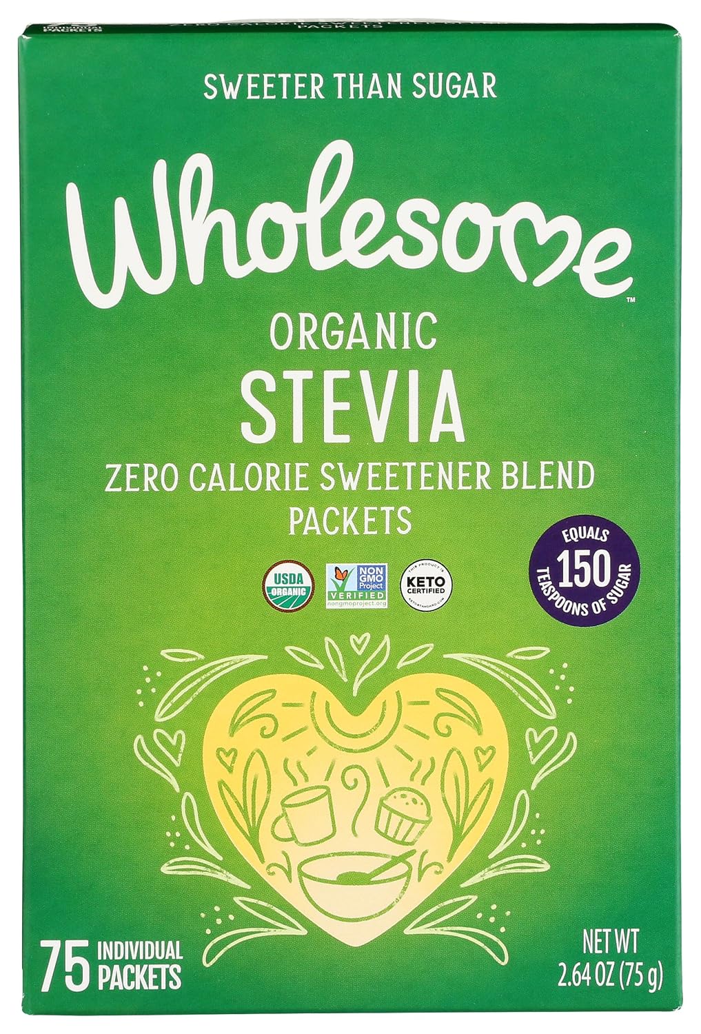 Wholesome Sweeteners Organic Stevia, 1000 Count Packets, Zero Calorie Sweetener Blend, Keto Friendly, Non GMO, Gluten Free & Vegan