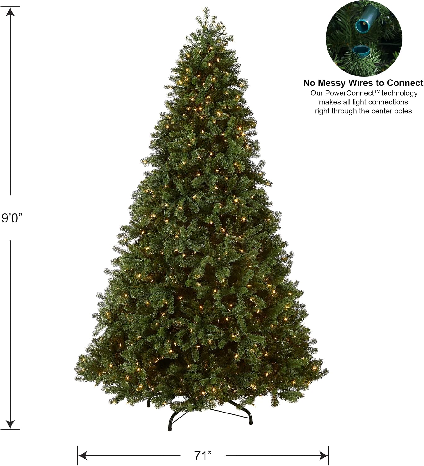 National Tree Company 7.5ft Pre-Lit Downswept Douglas Fir Christmas Tree | 750 LED Lights, 1,867 Tips, 10 Light Functions, PowerConnect, Foot Pedal, Includes Stand, Artificial, Green