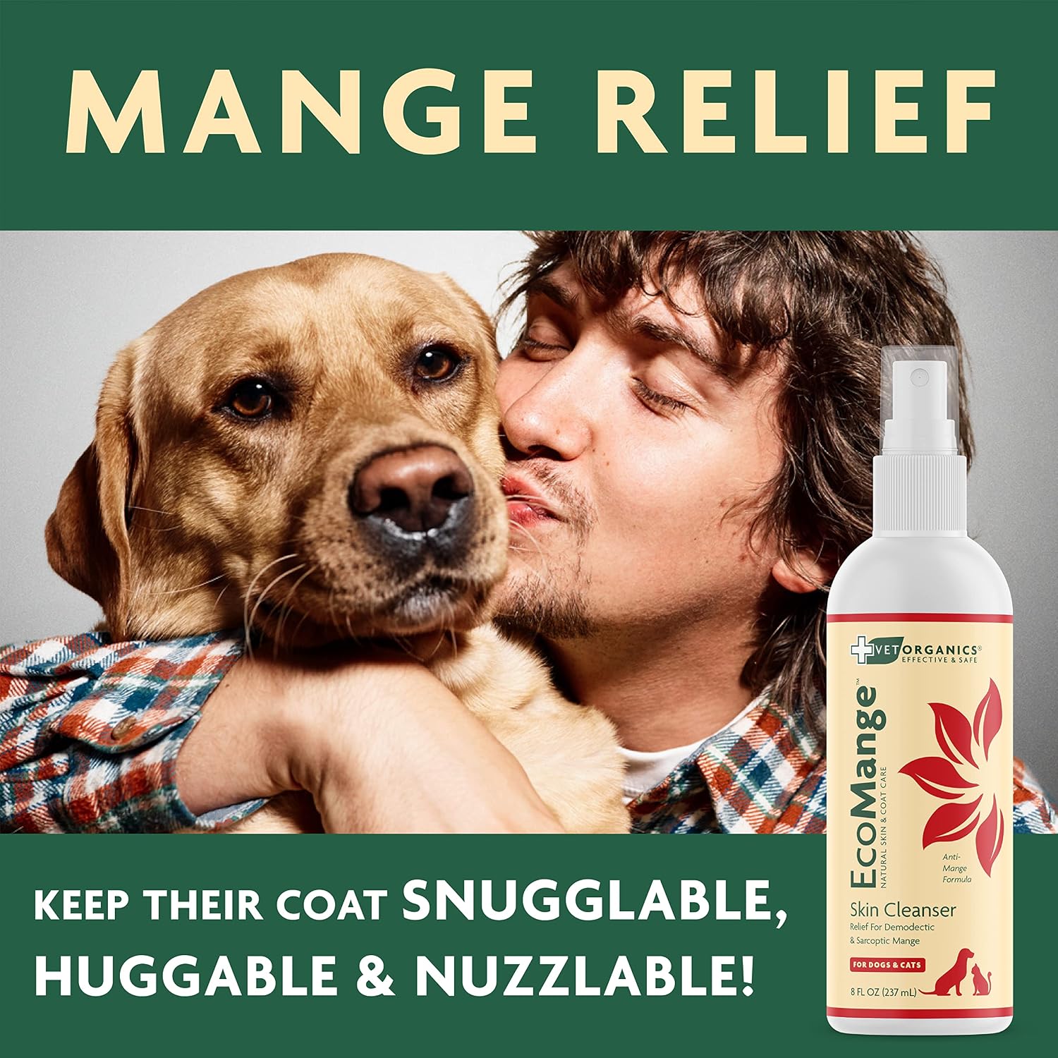 EcoMange Mange Relief for Dogs & Cats – 8 Oz. Cat & Dog Itch Relief