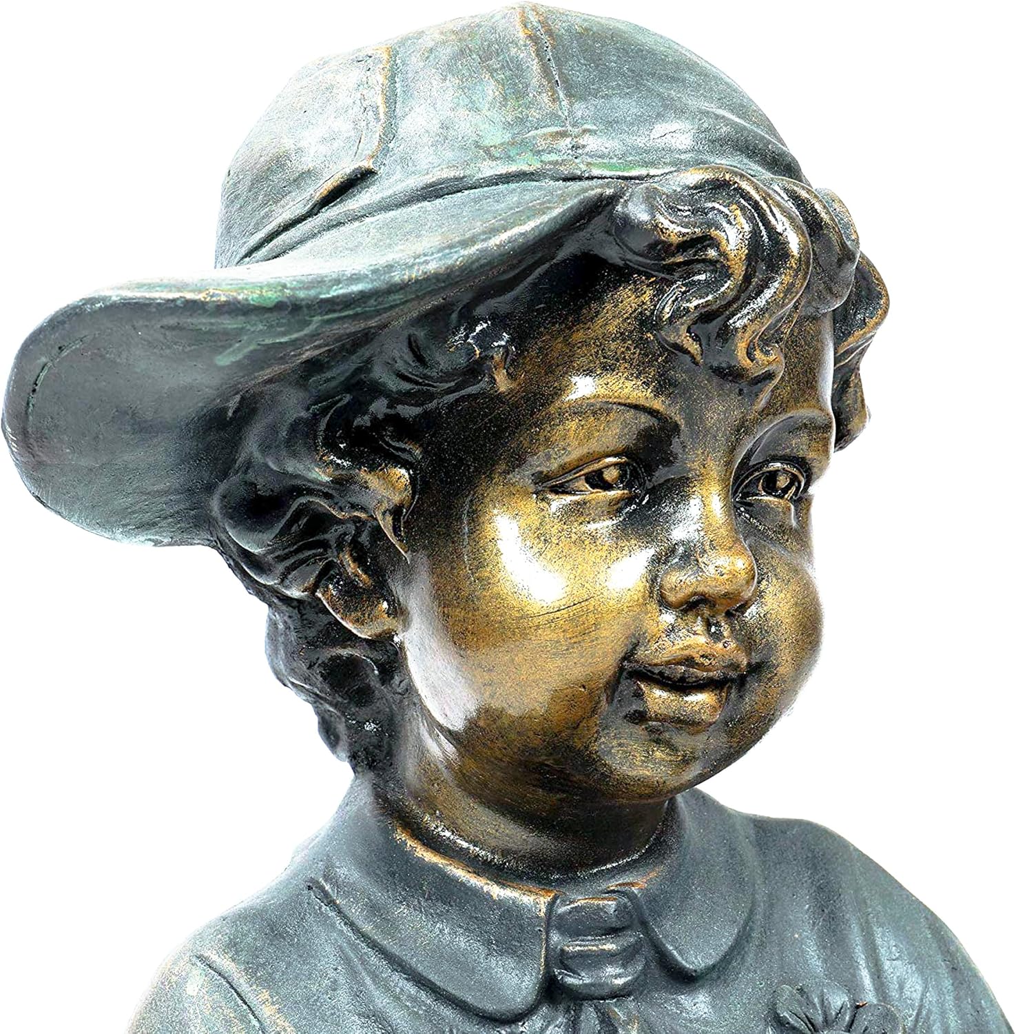 Alpine Corporation 26" Tall Indoor/Outdoor Girl Jumping Over Boy Statue Yard Art Decoration