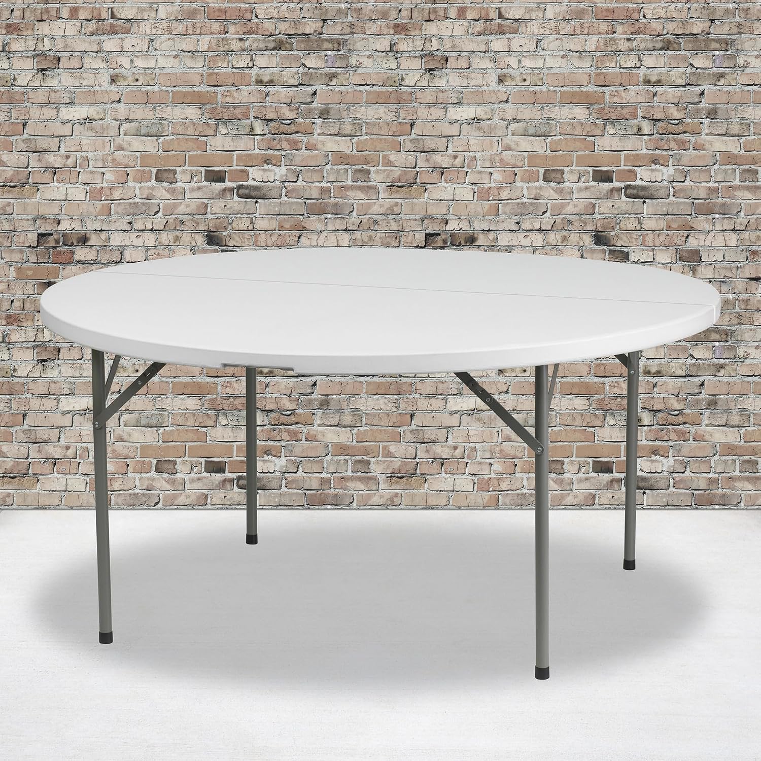 Flash Furniture Elon 5' Round All-Occasion Plastic Folding Event Table, Foldable Portable Banquet Table for Indoor/Outdoor Events, White | Lightweight, Easy Storage, Commercial Grade