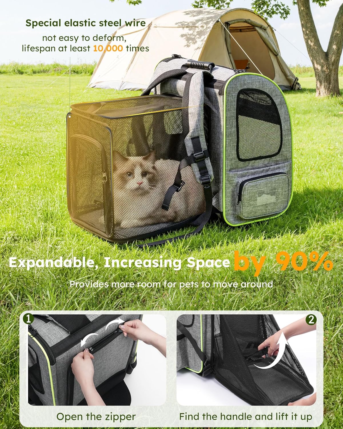 pecute Cat Backpack Expandable, Cat Carrier Backpack with Breathable Window