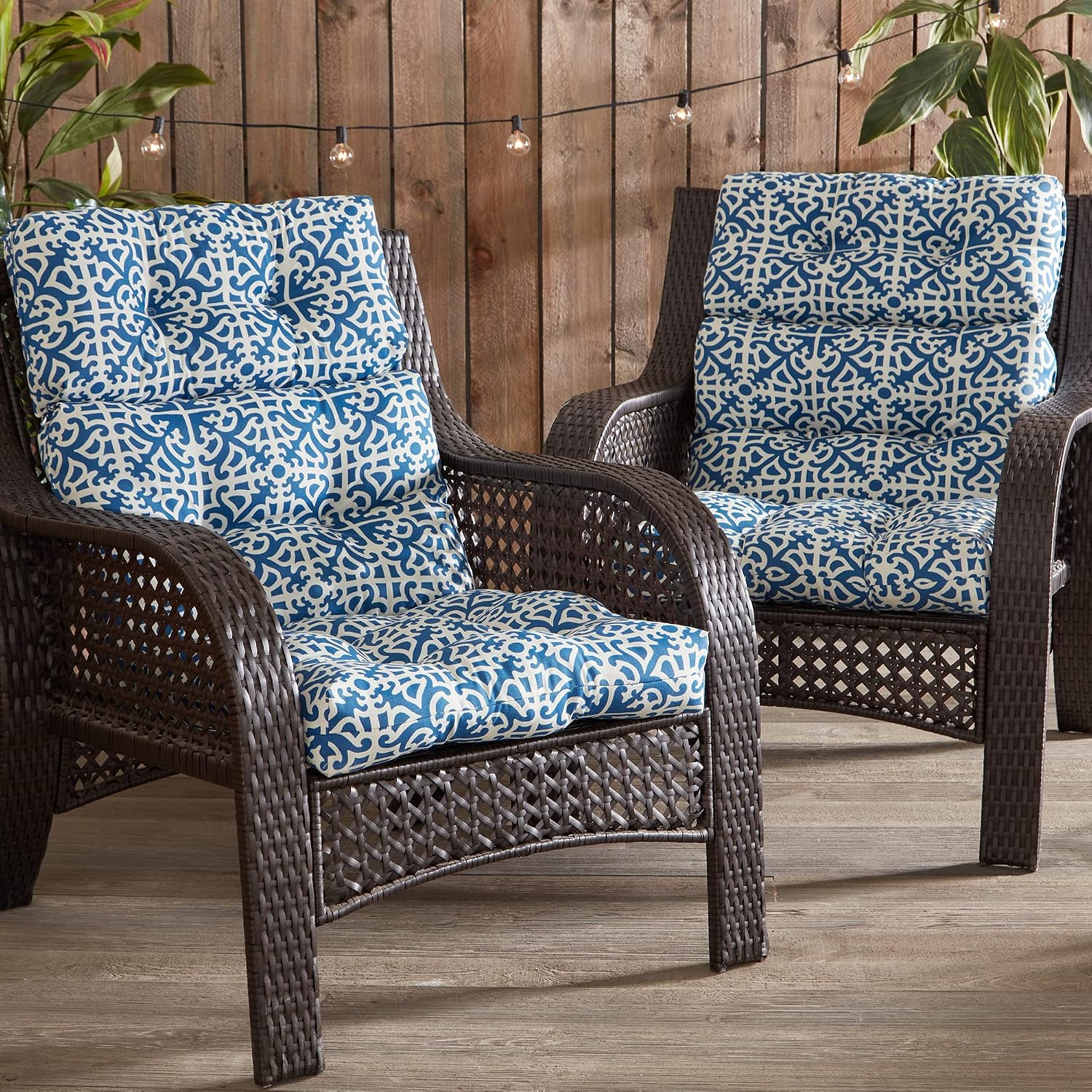 Greendale Home Fashions Outdoor 44x22-inch High Back Chair Cushions (Set of 2), Cement