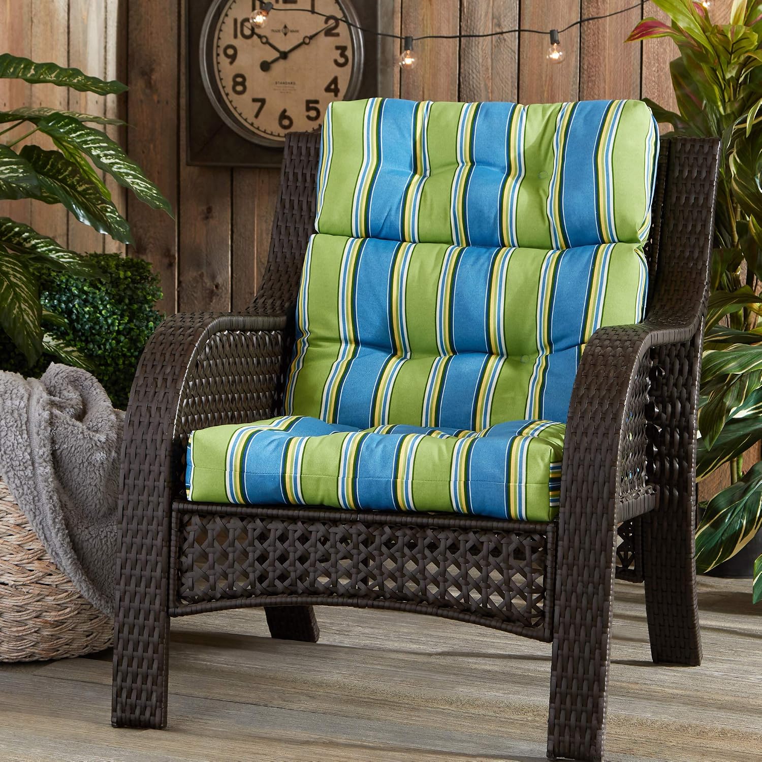Greendale Home Fashions Outdoor 44x22-inch High Back Chair Cushions (Set of 2), Cement