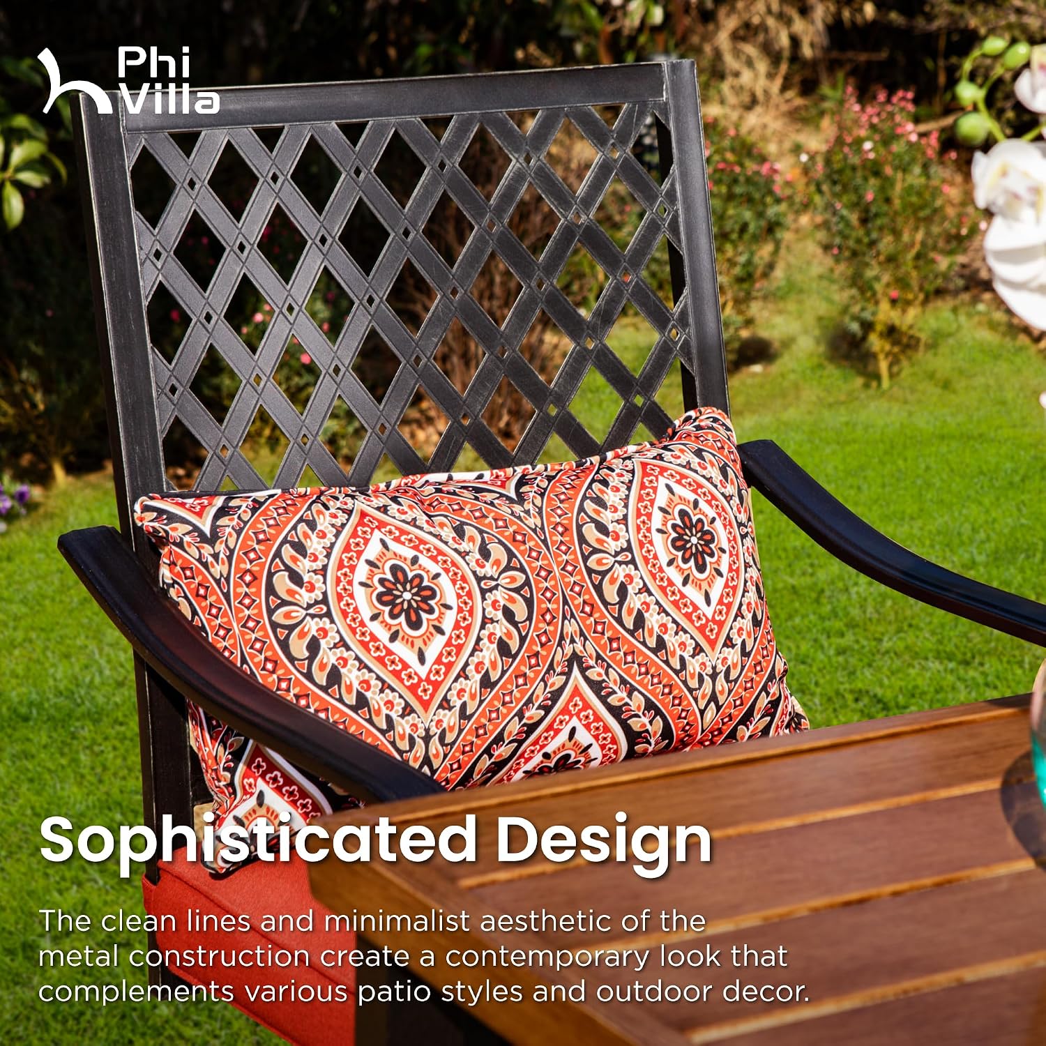 PHI VILLA Outdoor Bar Set 3 PCS Patio Bistro Table & Swivel Stools