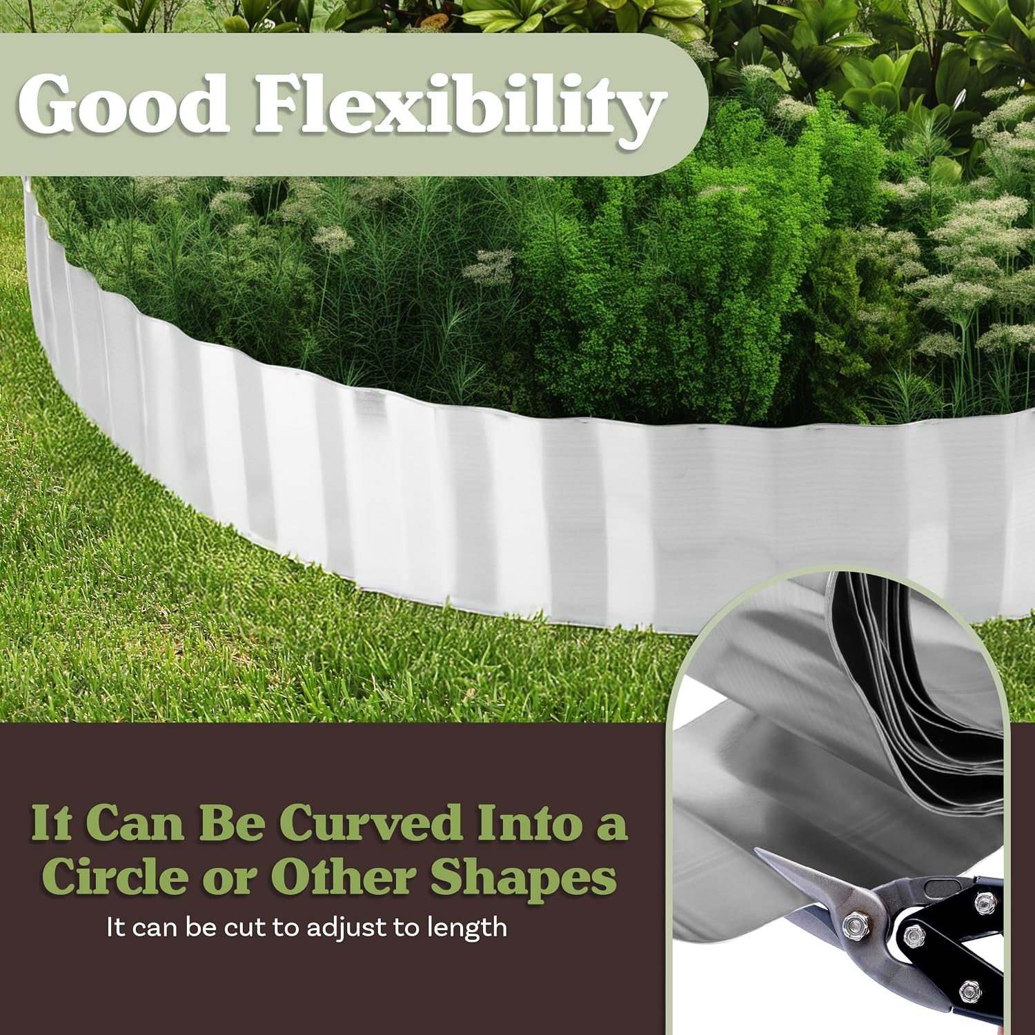 Metal Edging for Landscaping - 6.25in x 16.5ft Flexible Corrugated Galvanized Steel Landscape Edging - Garden Edge Border for DIY Flower Beds Tree