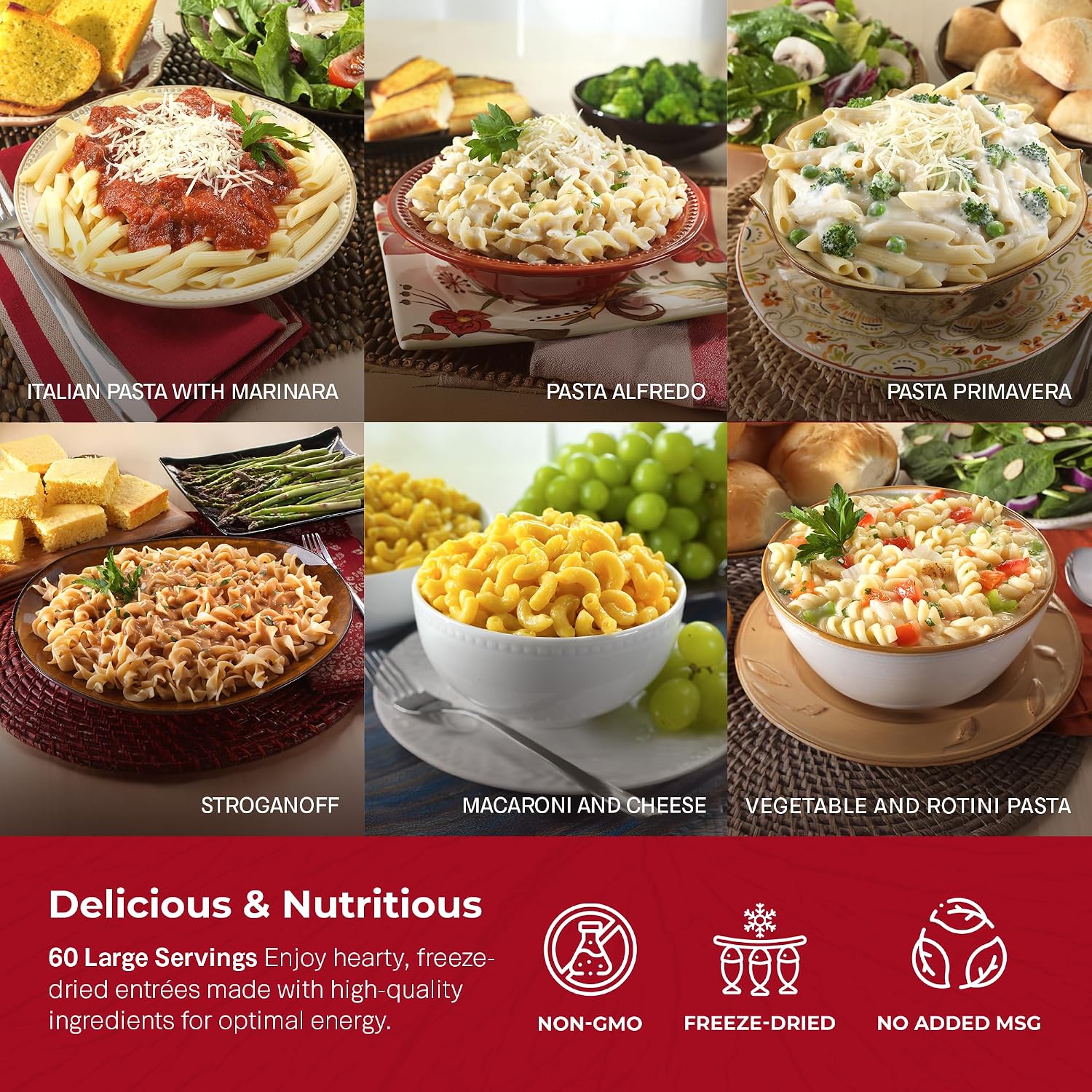 Legacy Food Storage 32 Serving Emergency Food Supply Bucket, 8 Entrees, 12,440 Total Calories, Shelf Stable Lunch & Dinner, Freeze Dried Survival Meals for MRE Camping, Hiking, Prepping