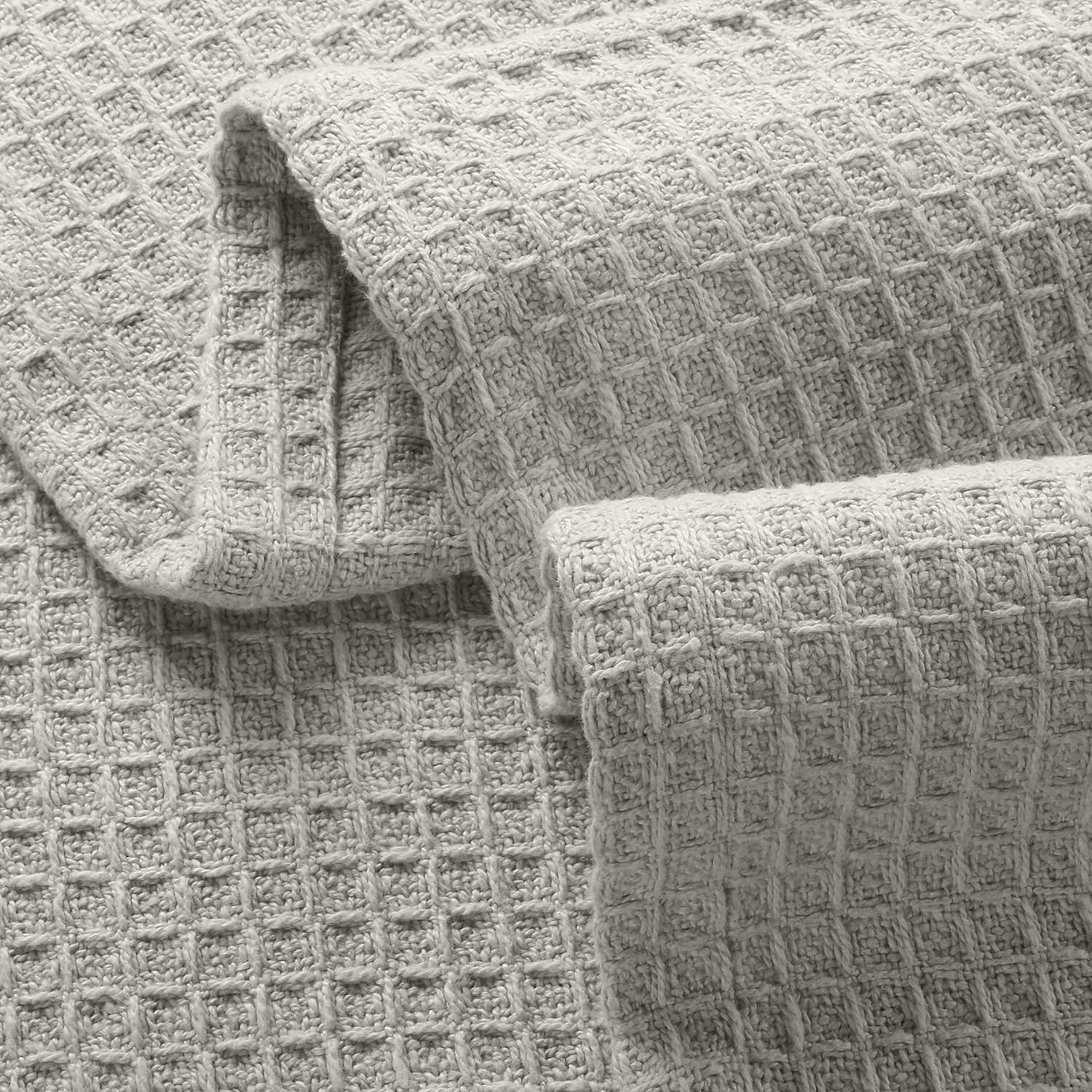 Glamburg 100% Cotton Thermal Bed Blanket, Soft Waffle, Queen Size, All Season, Navy Blue