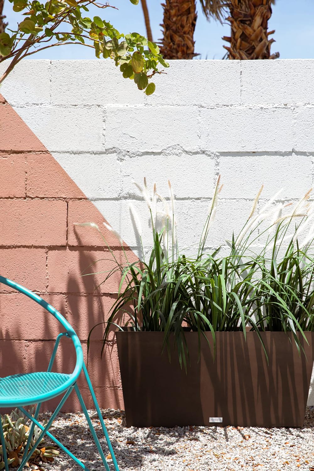 Veradek Pure Series Midori Planter - Wide Outdoor Planter | Made From Durable Plastic With Pre-Drilled Drainage Holes. Modern Porch/Patio Décor for Plants, Flowers and Herbs