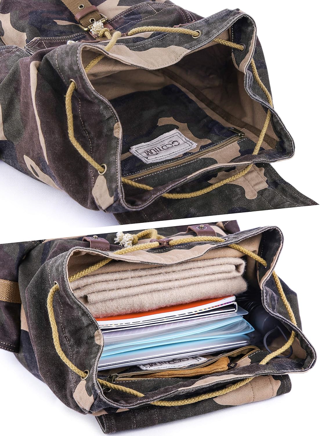 GOOTIUM 21101AMG Specially High Density Thick Canvas Backpack Rucksack, Field Tan, Large