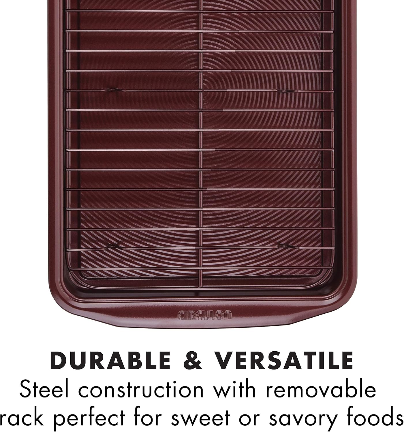 Circulon Nonstick Bakeware Set, Nonstick Cookie Sheet / Baking Sheet with Cooling Rack - 2 Piece, Merlot Red