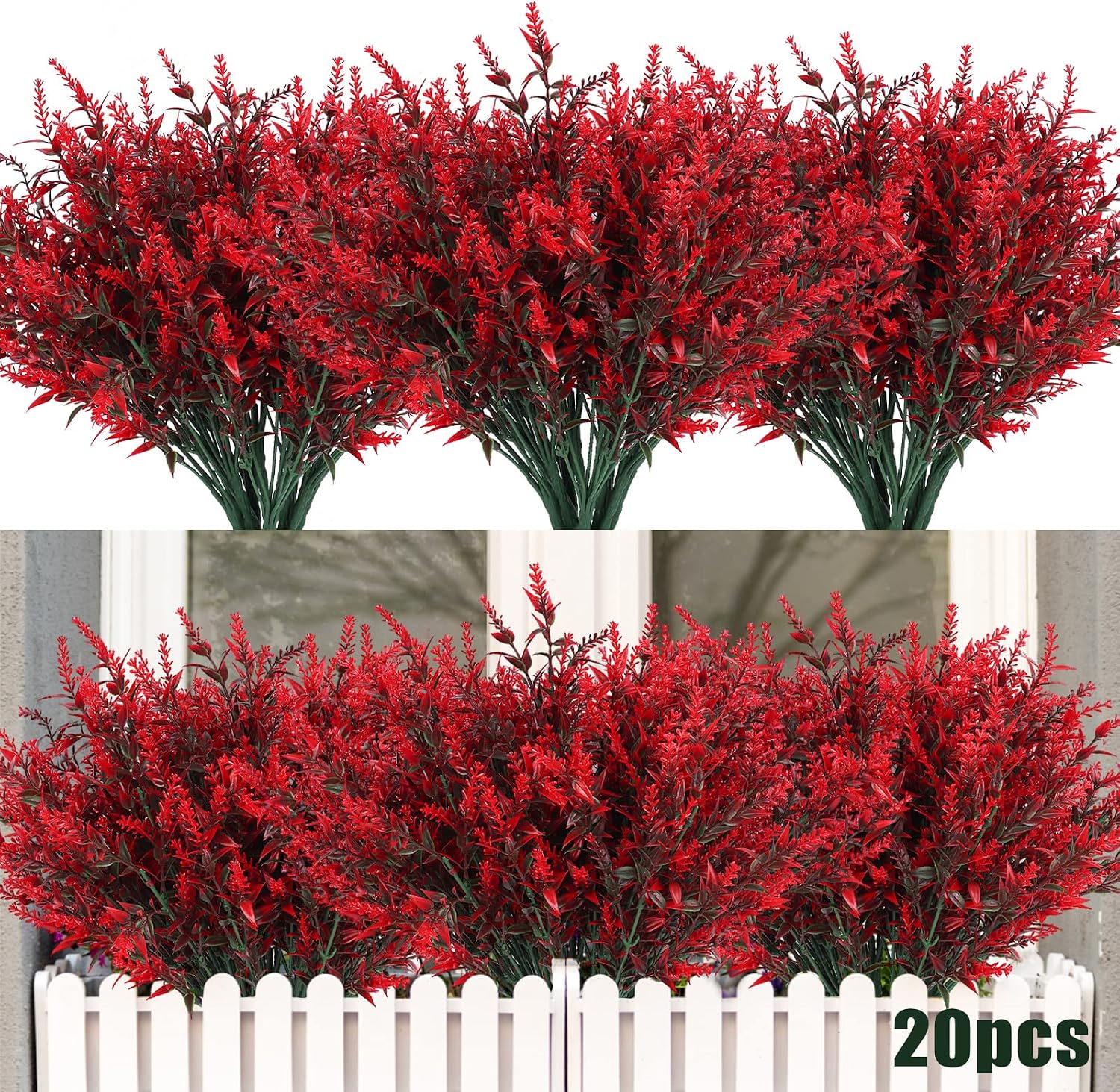 RECUTMS Artificial Greenery Lavender Fake Shrubs Flowers 8 Pcs UV Resistant