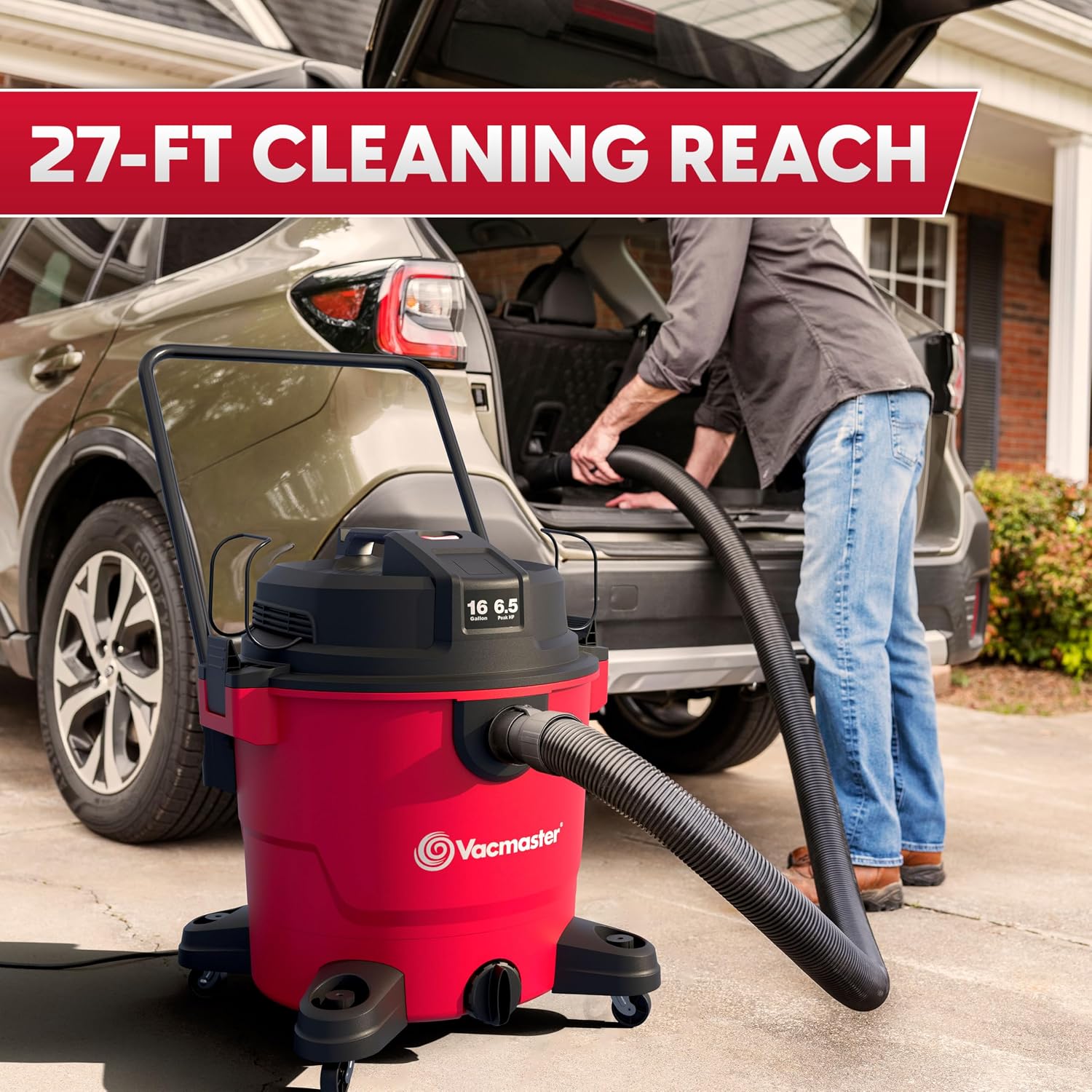 Vacmaster VJH1211PF 1101 12-Gal 5.5 Peak HP Heavy-Duty Wet/Dry Vac Red