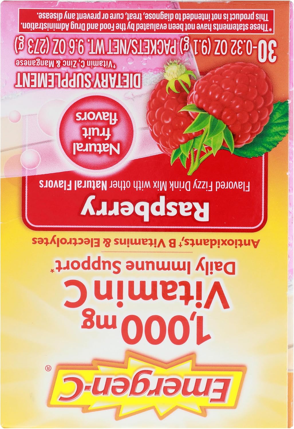 Alacer Raspberry Emergen C Box 30 Pack, 0.32 OZ