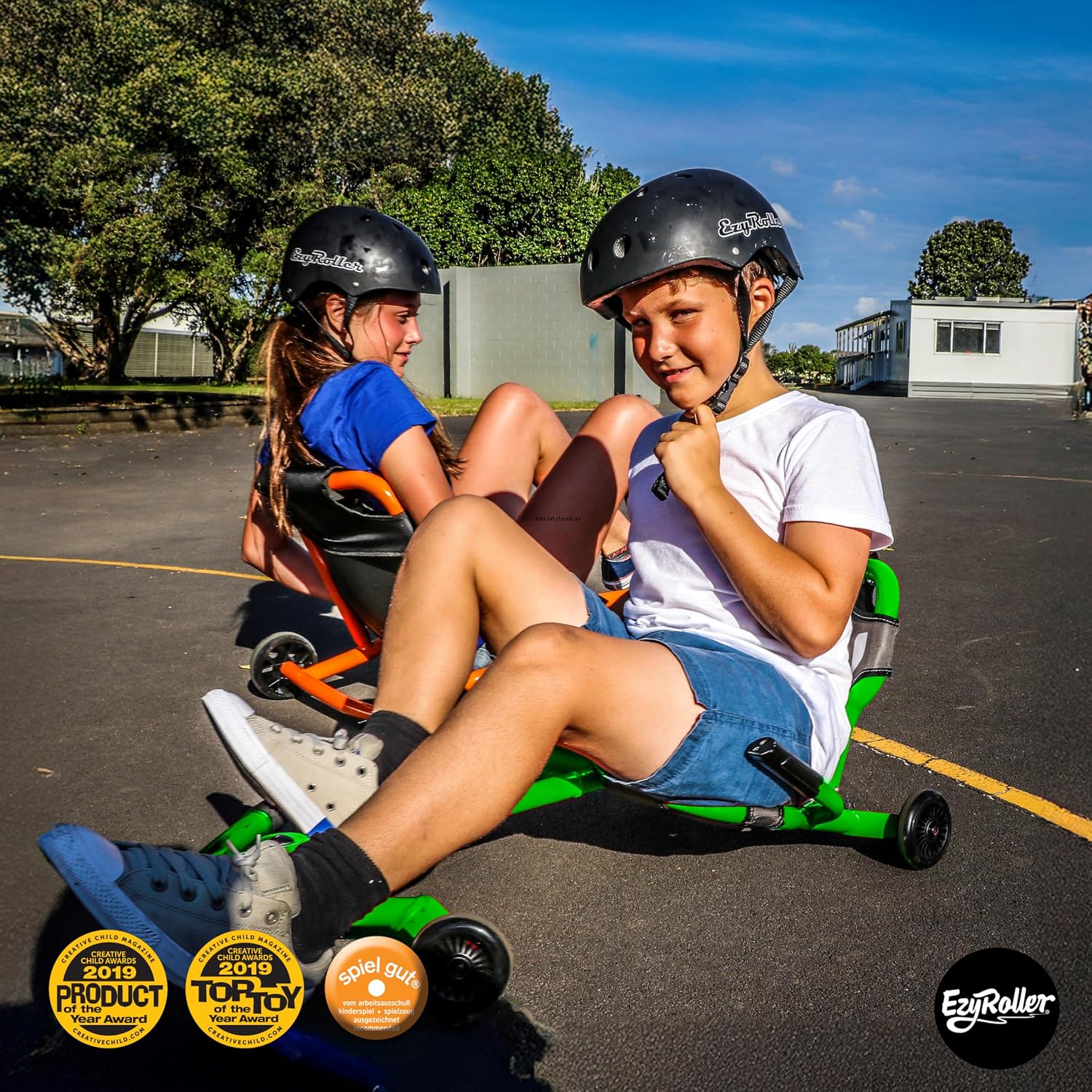 EzyRoller Classic X Ride On Toy for Kids, Ages 3-12, Up to 154 lbs - Black