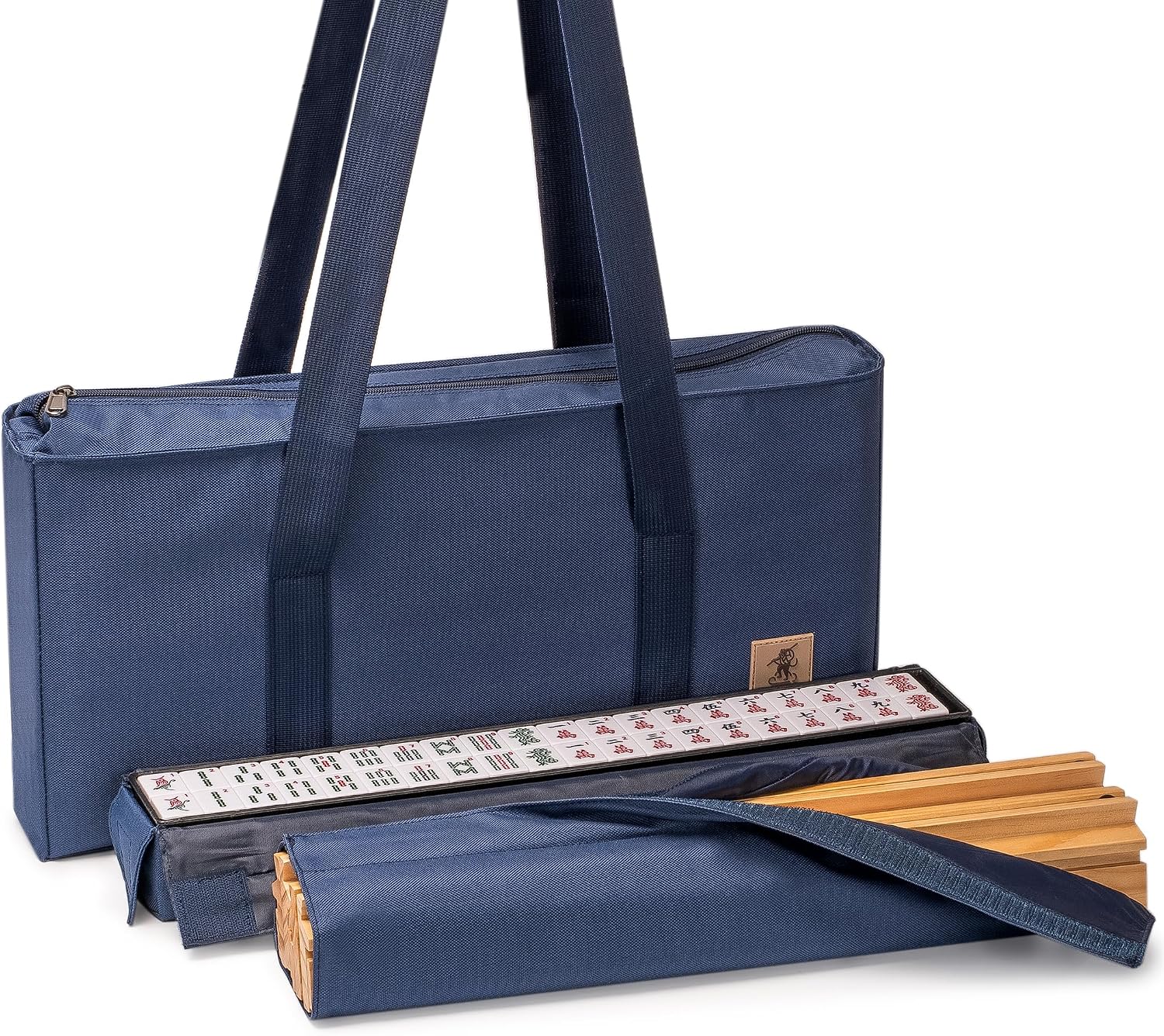 Yellow Mountain Imports American Mahjong Set, Mojave (Ivory) with Brown Soft Case, All-in-One Racks with Pushers, Wright Patterson Scoring Coins, Dice, & Wind Indicator
