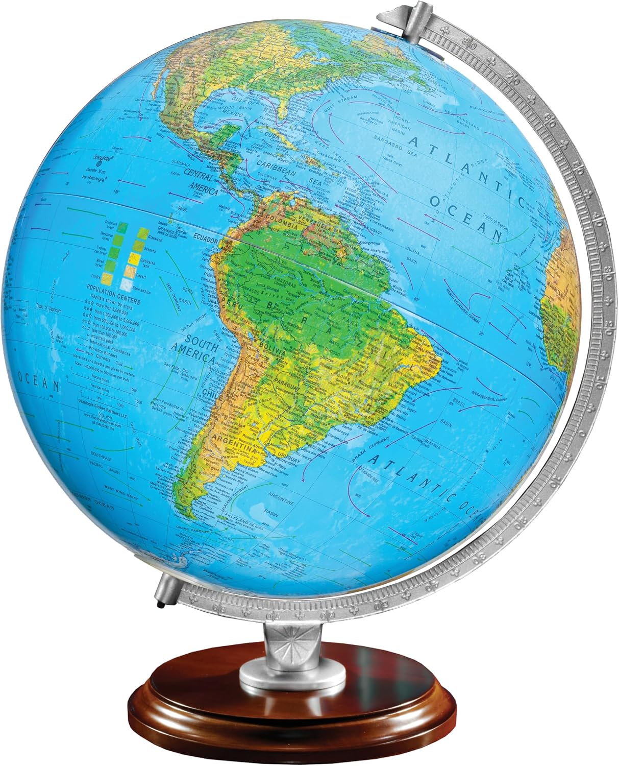 Replogle Student - Educational Classic World globe, Blue Ocean, Raised Relief feature, including a bonus map, made in USA, 12"/30cm diameter