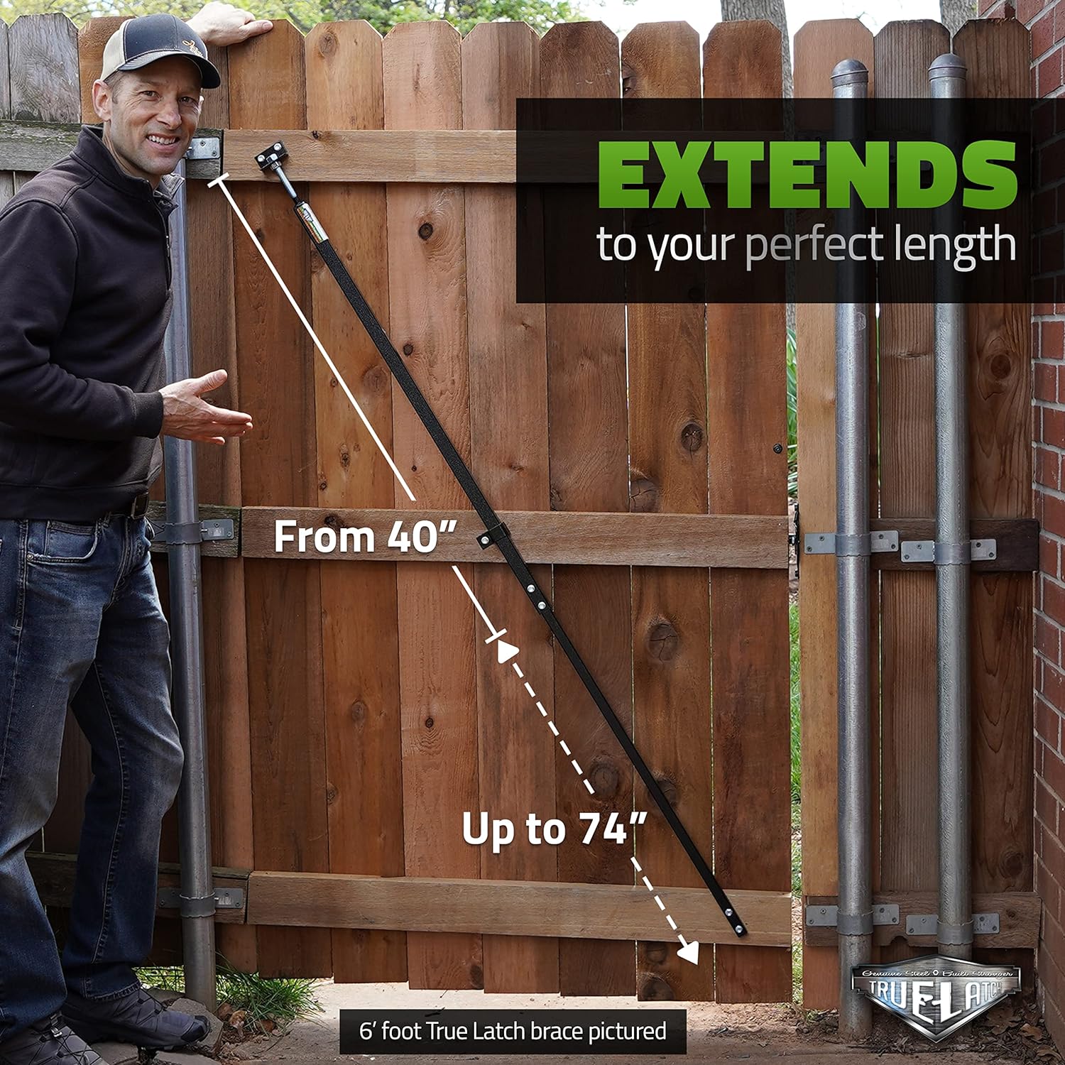 6' Telescopic Gate Brace - Wood Privacy Fence Anti Sag Gate Kit - Gate Hardware Kit for Outdoor Wooden Fence Gates