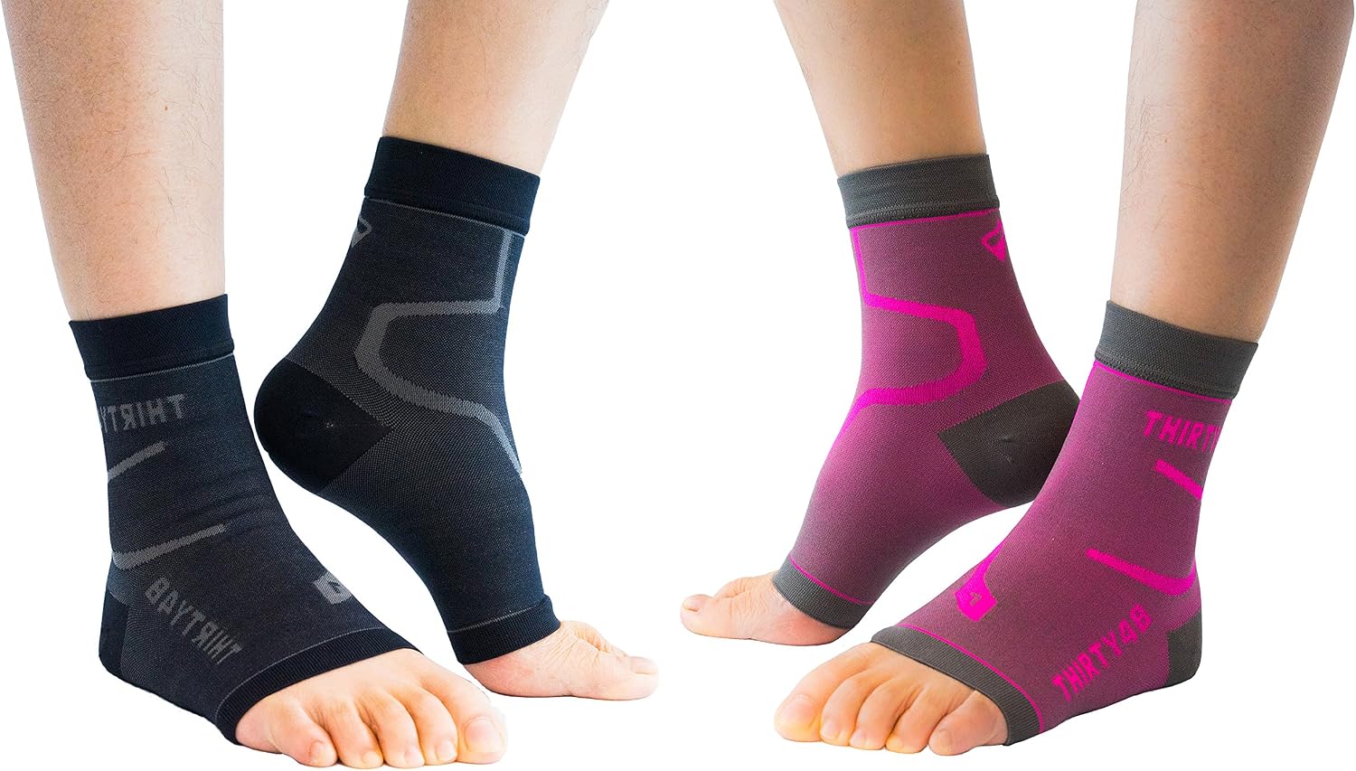 Plantar Fasciitis 20-30 mmHg Ankle Compression Socks, Foot Brace | Increase Blood Circulation, Relieve Arch Pain, Reduce Foot Swelling, Achilles Tendonitis, Open Toe Stabilizing Sleeve Wrap