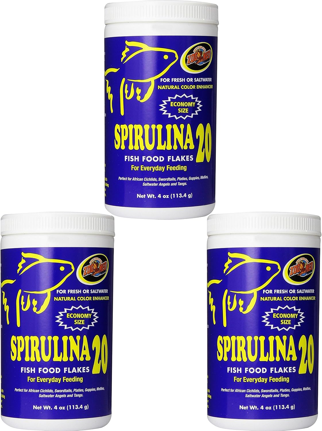Zoo Med Spirulina 20 Flake Fish Food, 4-Ounce (3 Pack)