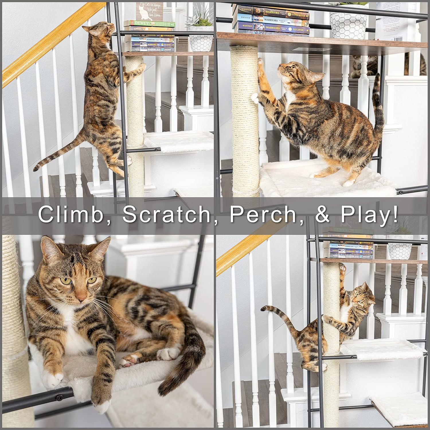 PetFusion VersiCLimb Cat Climber, Tall Scratching Post with Hammock Tower