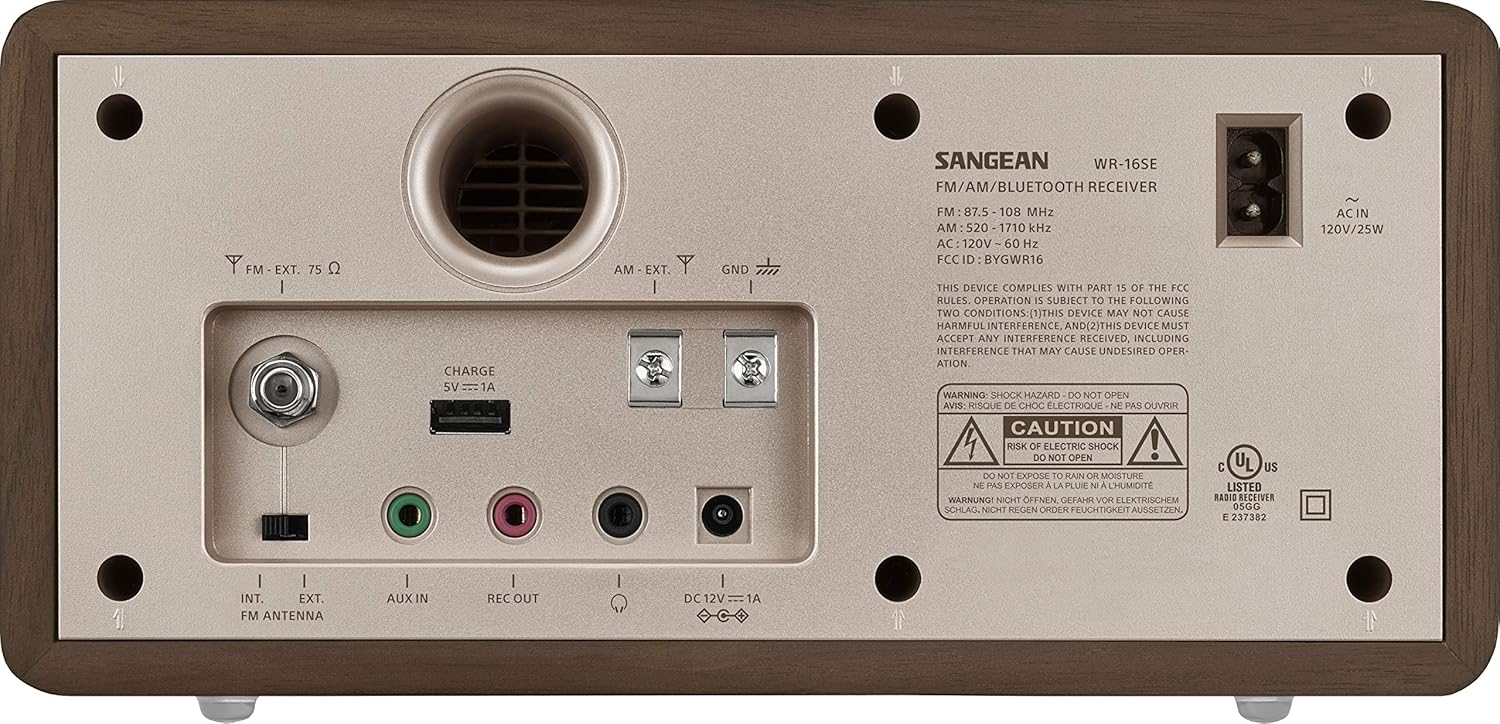 Sangean WR-16 AM/FM, Aux-in, Bluetooth, Wooden Cabinet Radio