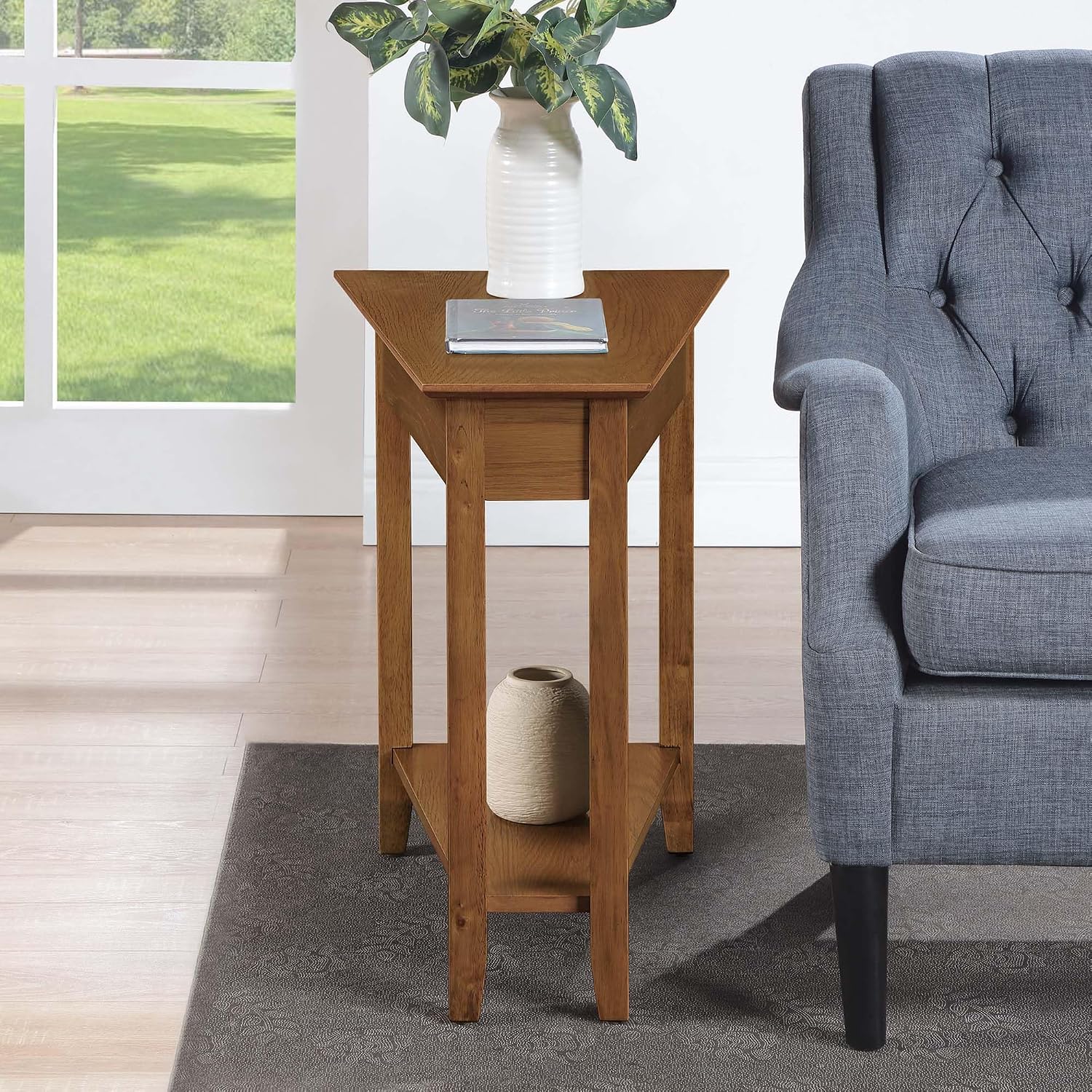 Convenience Concepts American Heritage Wedge End Table 24" - Classic Living Room Table with Storage Shelf, Side Table for Family Room, Bedside Table, Espresso