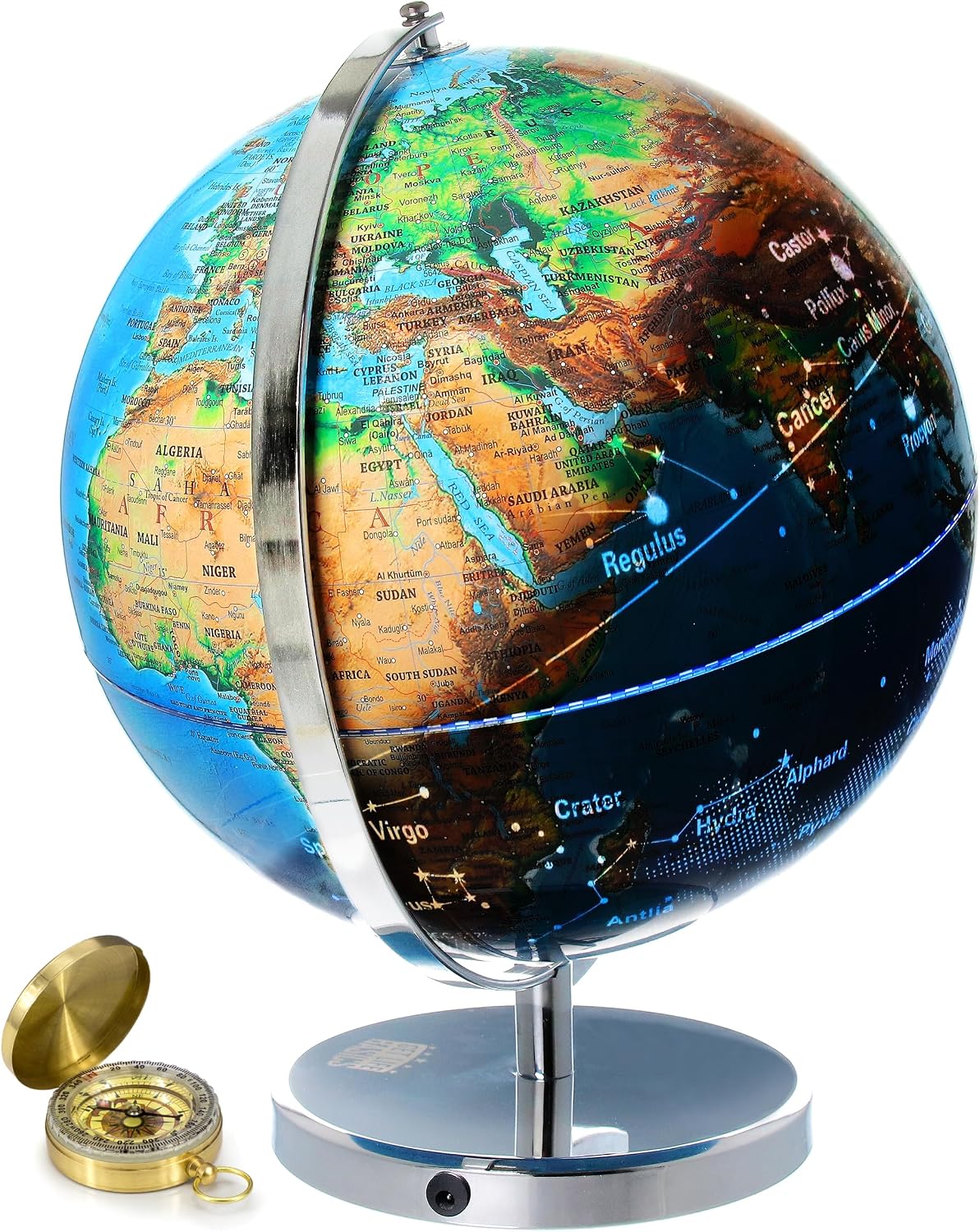 13” Illuminated Constellation World Globe for Kids & Adults
