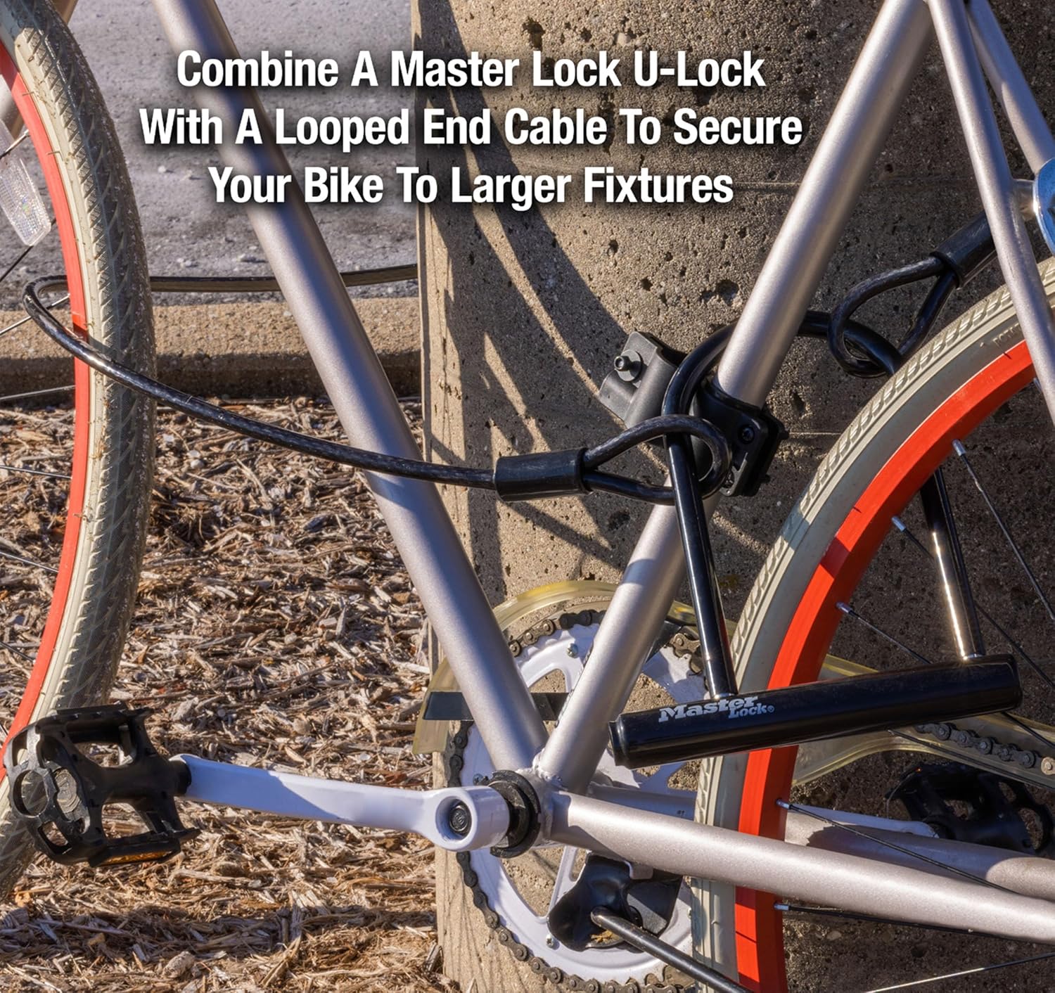 Master Lock Black Bike Lock with Key, Standard Size U-Lock for Bicycles and Other Outdoor Equipment, Anti-Theft Lock for Bikes, 8320D